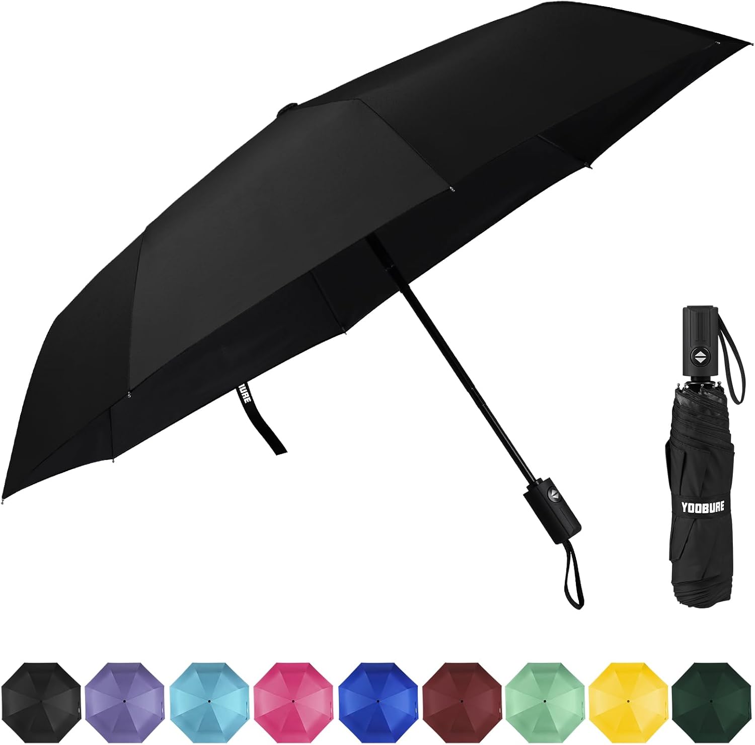 Yoobure Windproof Travel Umbrella, Automatic Umbrellas for Rain, Portable & Comp...