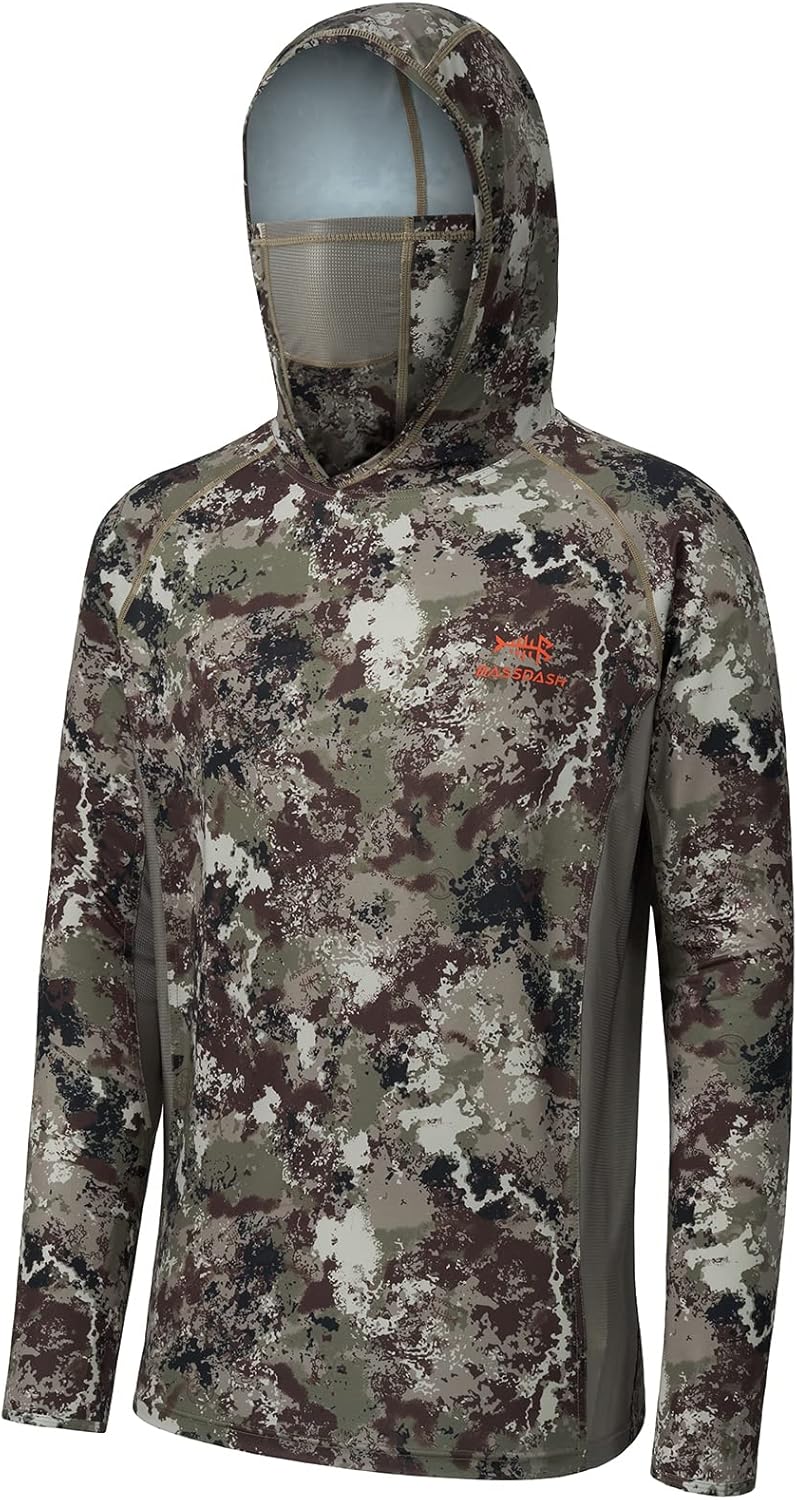 BASSDASH UPF 50+ Men’s Hunting Shirts with Mask Long Sleeve Camo Fishing Hoodie...