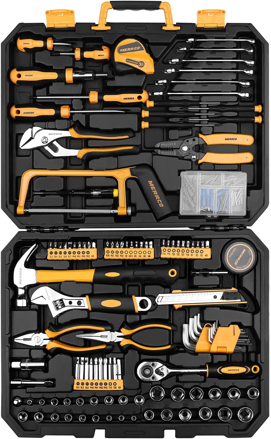 DEKOPRO 198 Piece Home Repair Tool Kit, Wrench Plastic Toolbox with General Hous...
