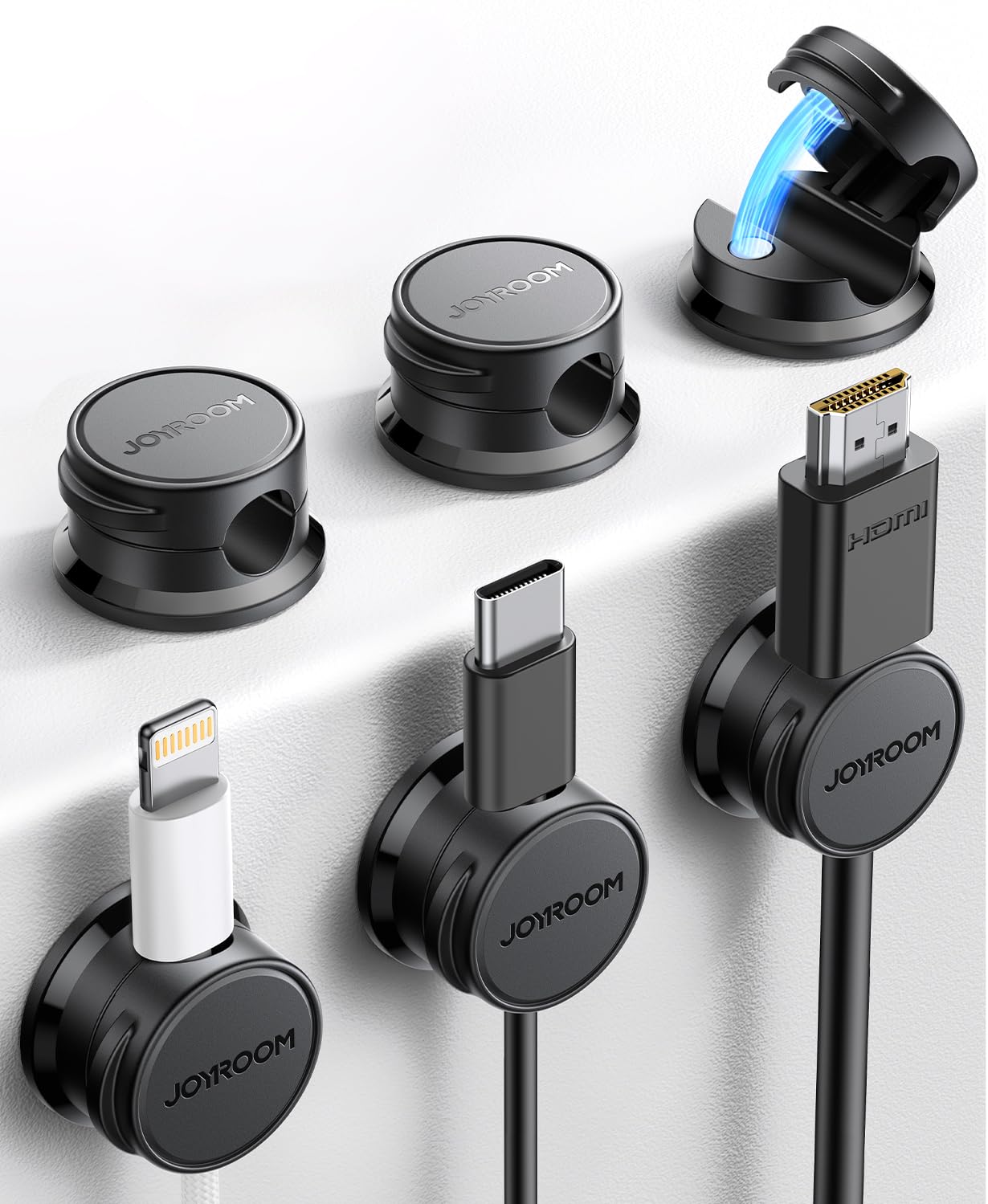 JOYROOM 6 Pack Cable Tidy Clips Cord Organiser Magnetic Cable Management Self Ad...