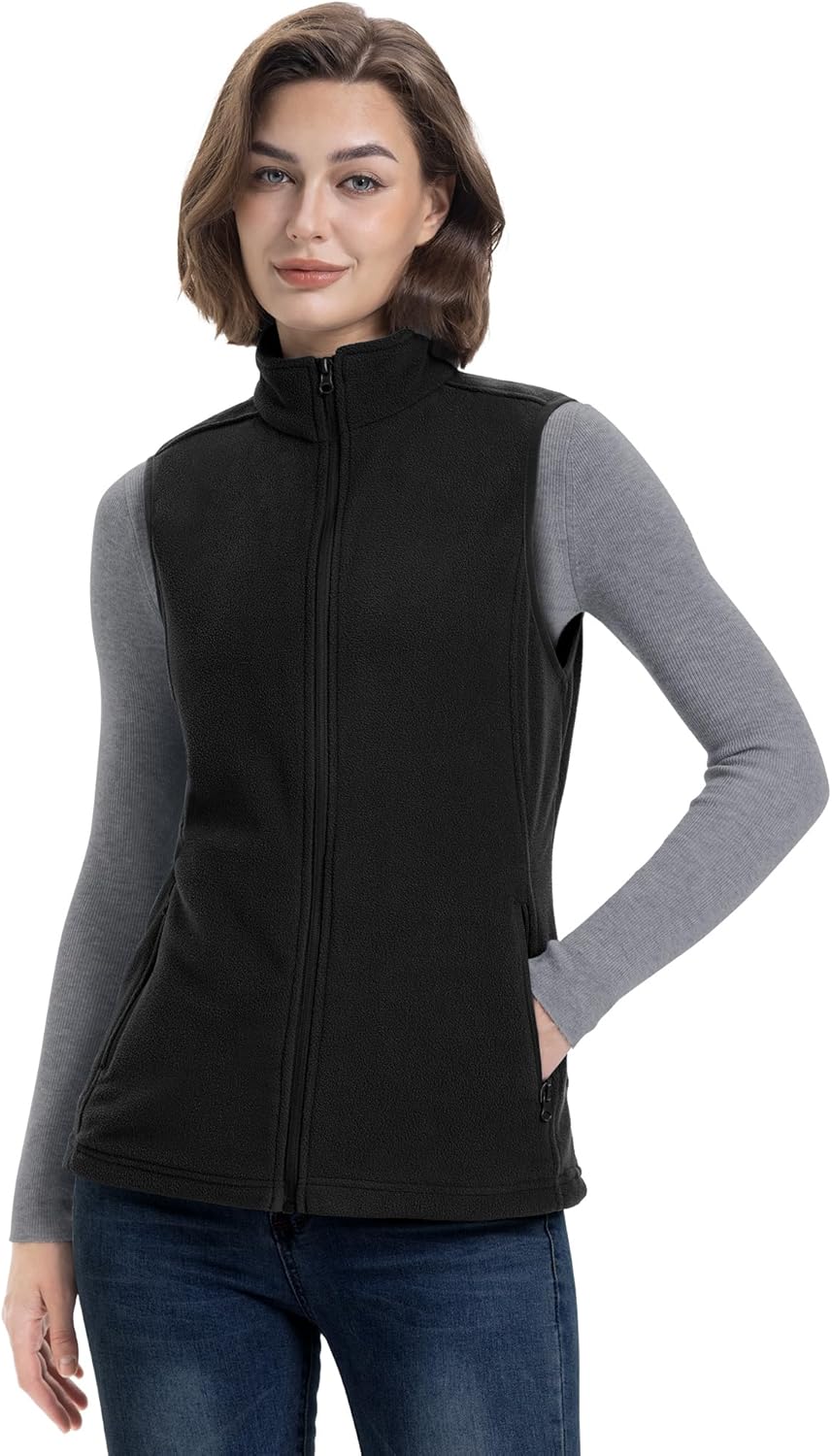 33,000ft Women's Fleece Vest, Lightweight Warm Polar Soft Vests Outerwear with Z...