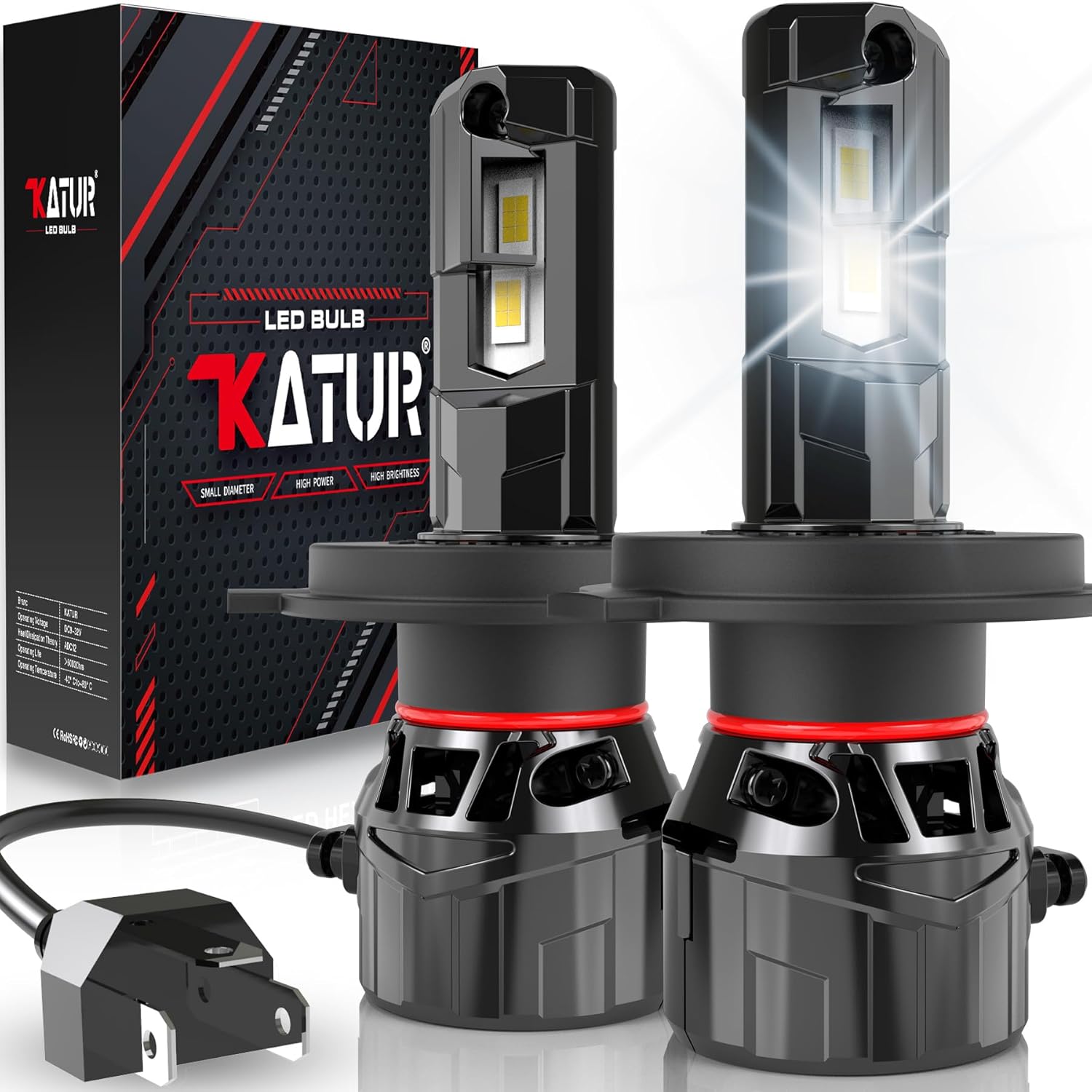 KATUR H4 LED Headlight Bulb 120W 30000LM, 700% Brightness H4 LED Bulb 6000K Xeno...