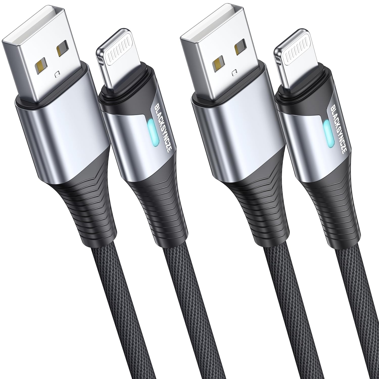 BLACKSYNCZE iPhone Charger Cable [2Pack 2M/6.6FT] Lightning Cable MFi Certified...