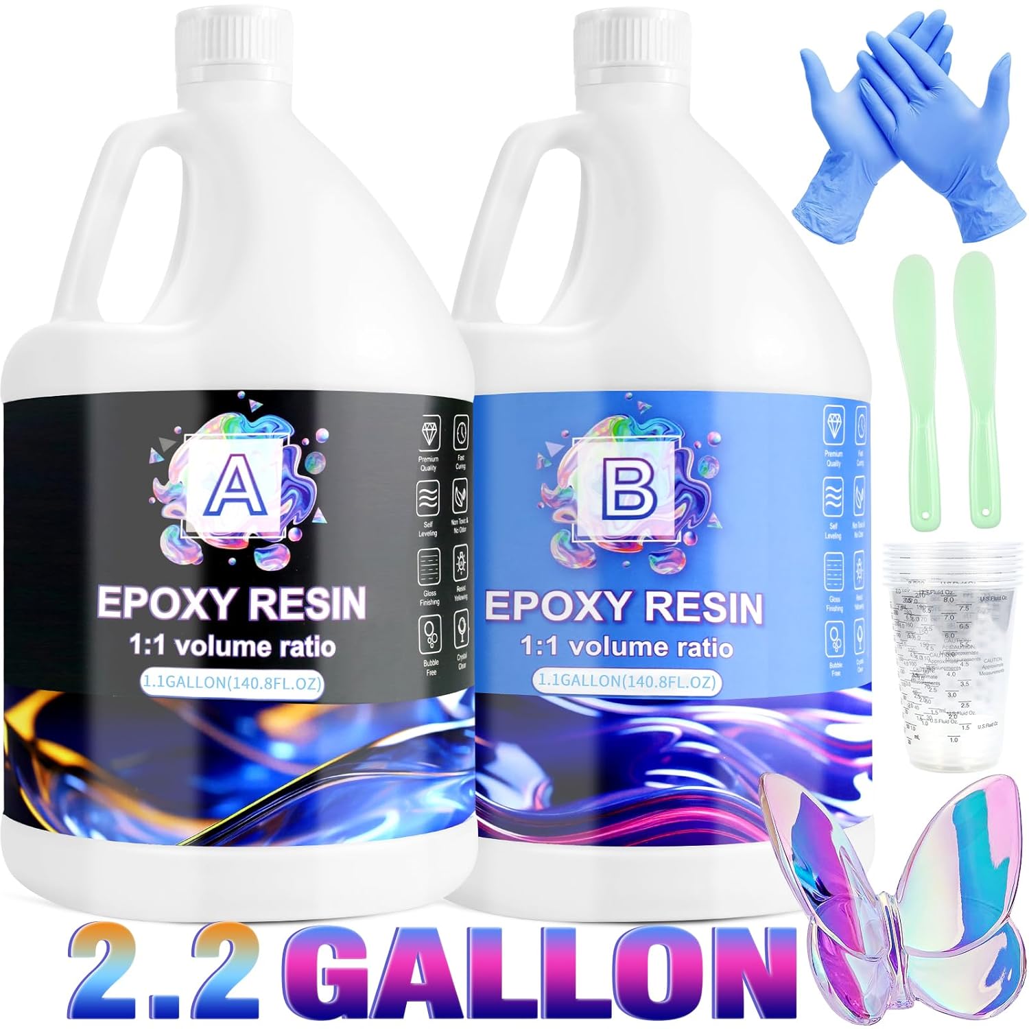 Ghguole Epoxy Resin Kits-2.2 Gallons Epoxy Resin,Epoxy Hardener for Beginners,Re...