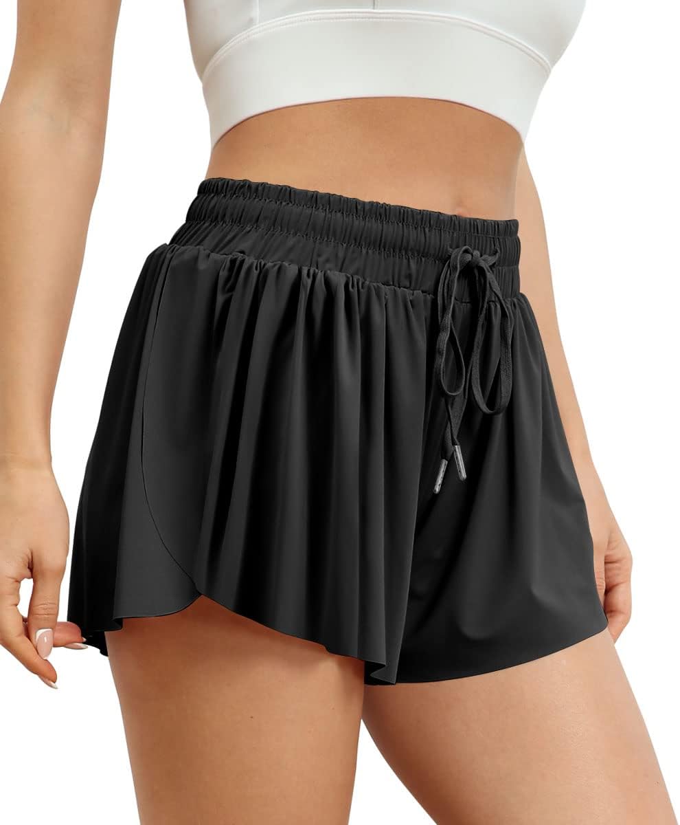 AUTOMET Womens 2 in 1 Running Shorts Casual Summer Athletic Shorts Black XX-Larg...