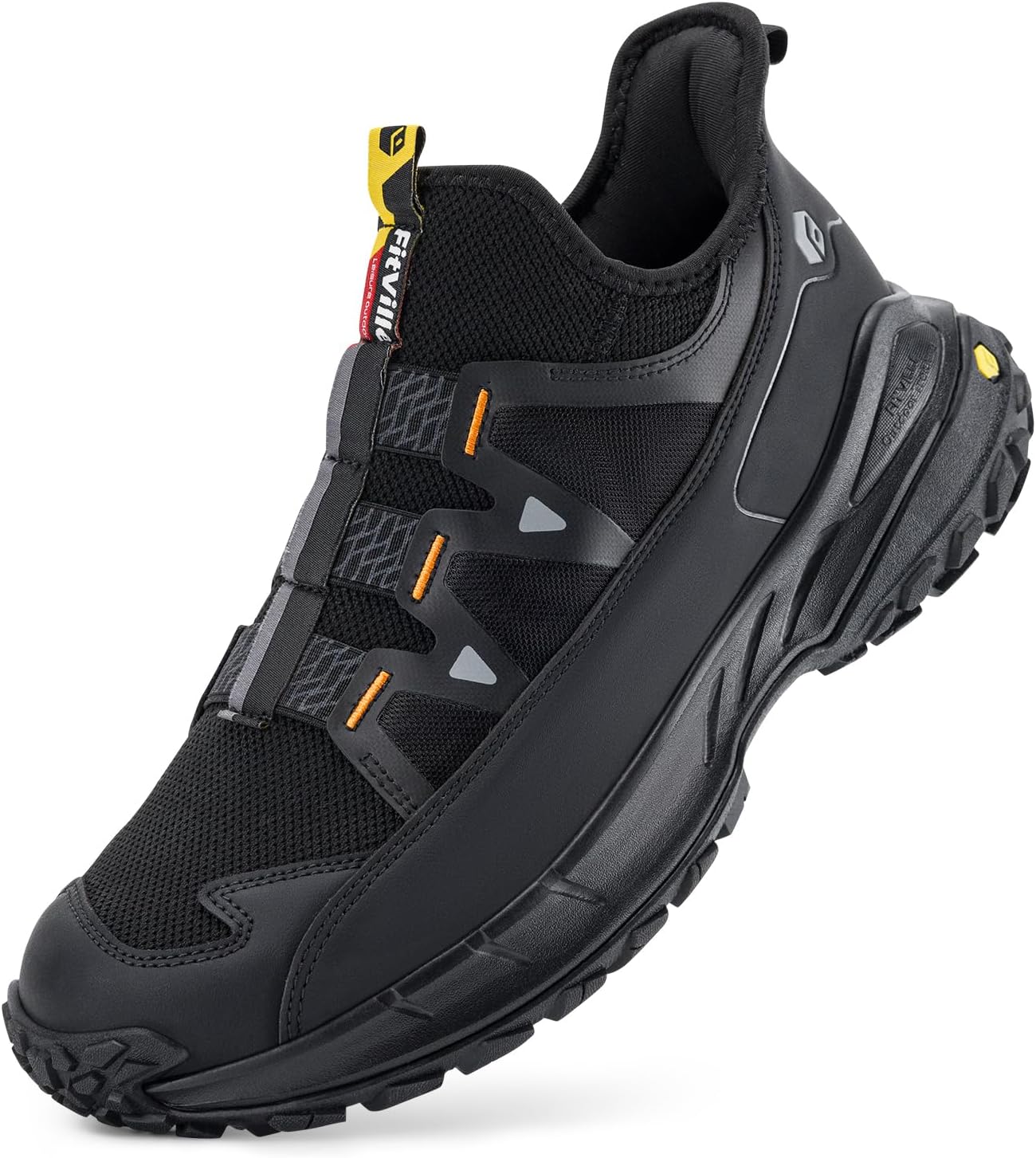 FitVille Men's Extra Wide Walking Trainers Comfortable Slip On Hiking Shoes with...
