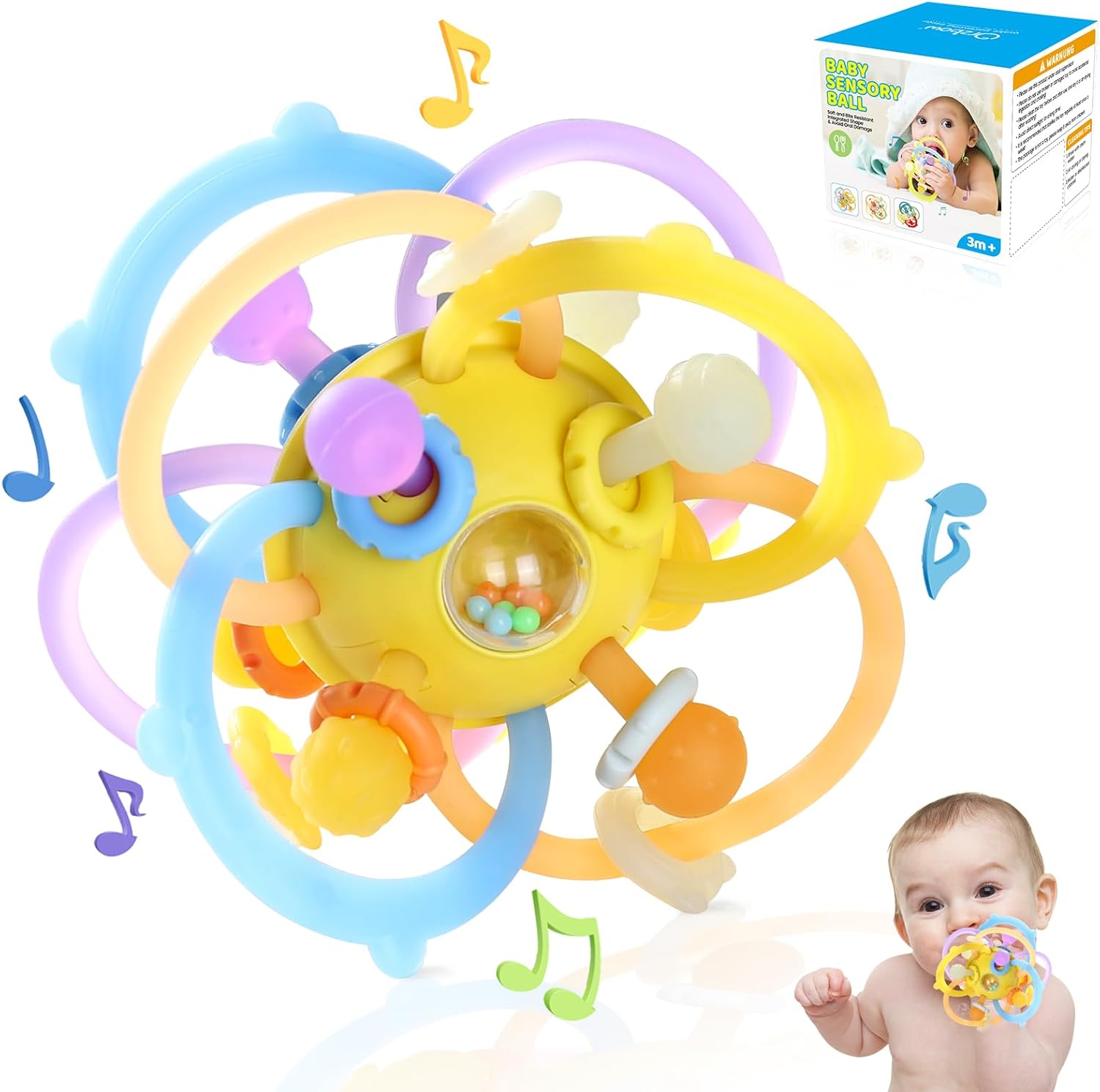 Orzbow Sensory Toys for Babies,Silicone Teething Toys for Baby with Grip Rings,L...