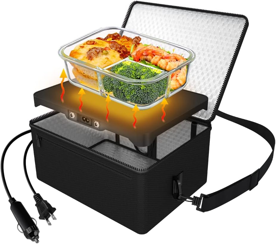 Portable Oven, 12V 24V 110V Car Food Warmer Portable Personal Mini Oven Electric...