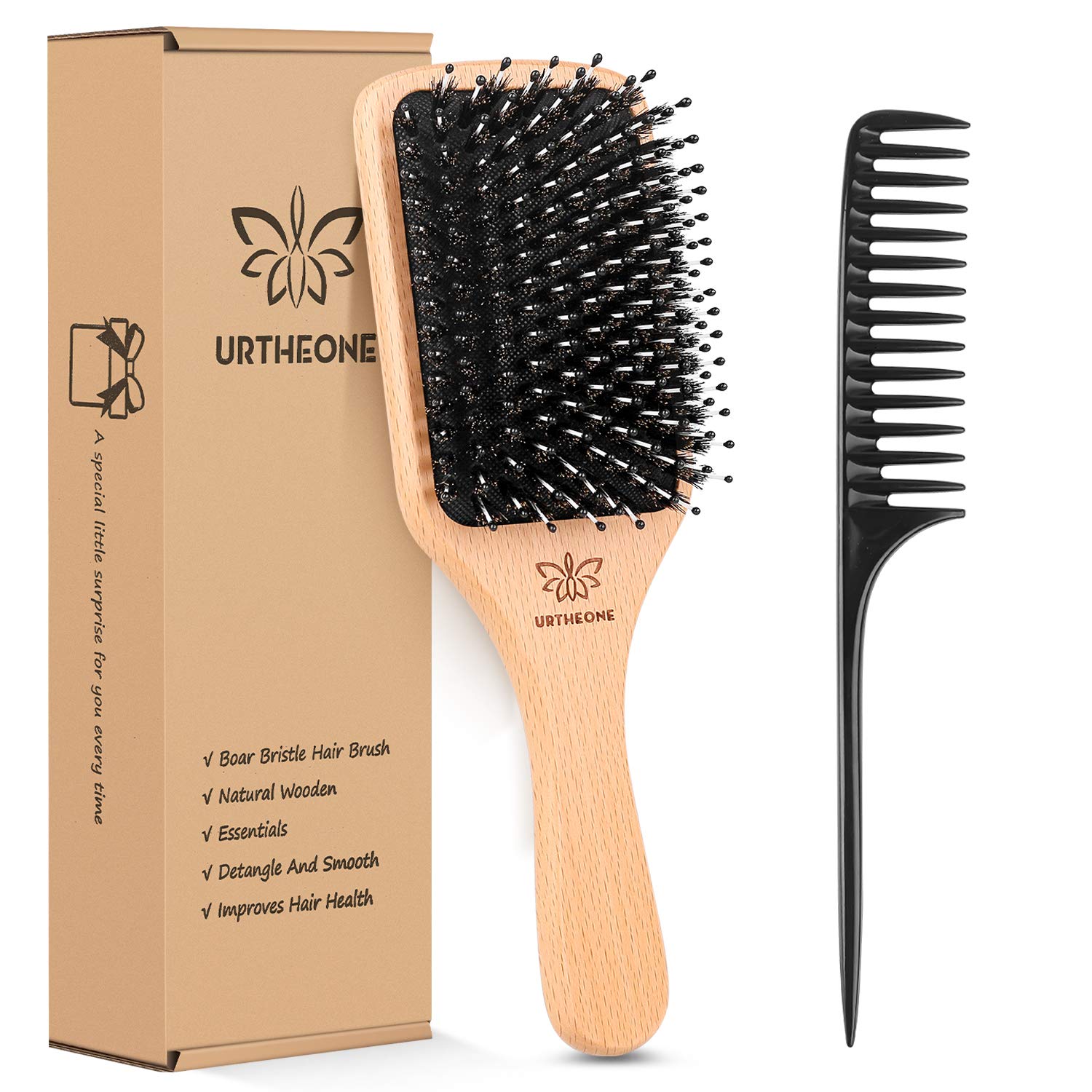Hair Brush Boar Bristle Hairbrush for Thick Curly Thin Long Short Wet or Dry Hai...