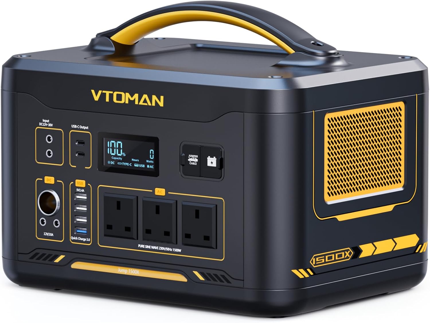 VTOMAN Jump 1500X Portable Power Station 1500W - 828Wh Solar Generator LiFePO4 B...