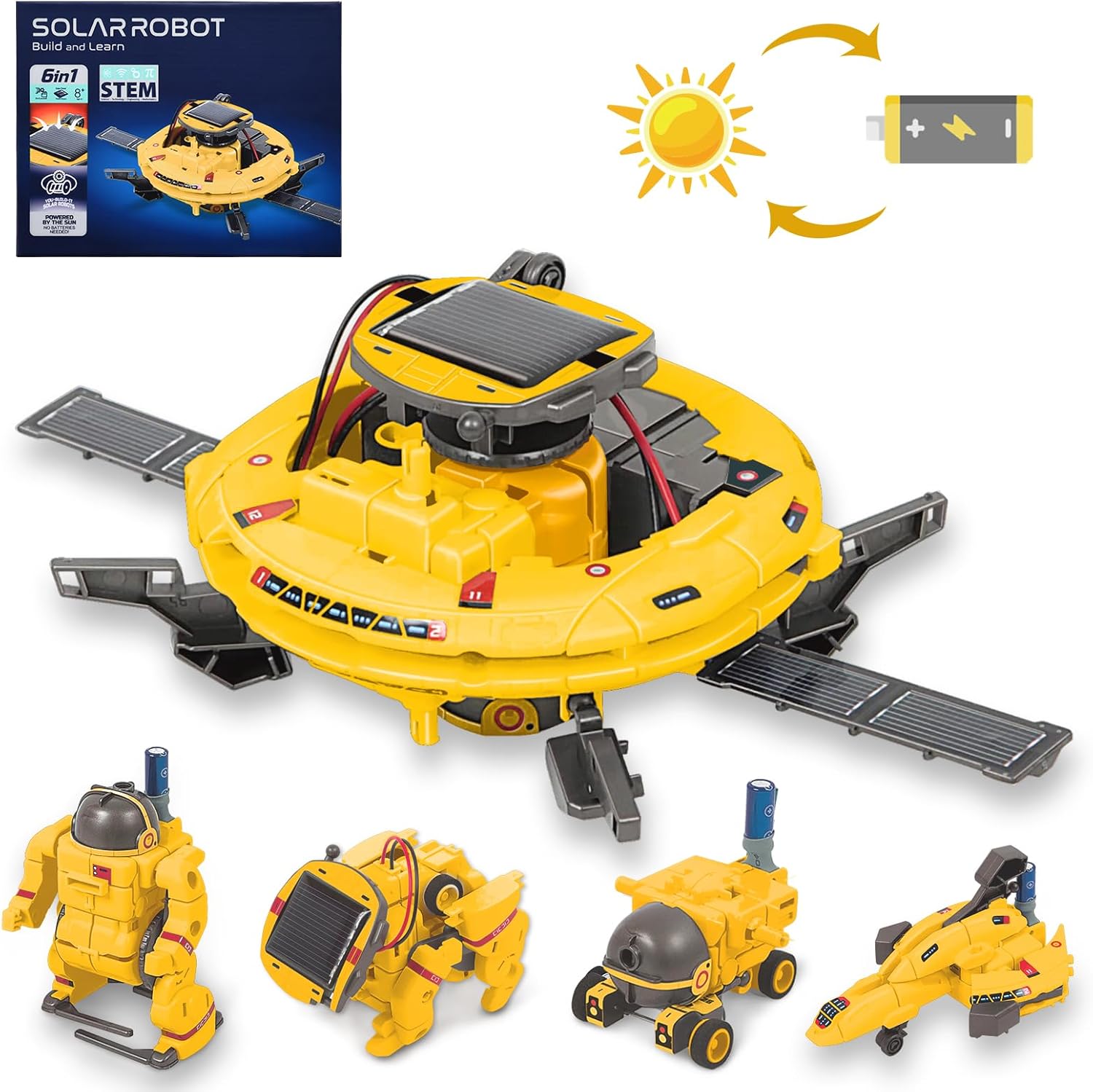 OMWay 𝑺𝑻𝑬𝑴 𝑺𝒐𝒍𝒂𝒓 𝑹𝒐𝒃𝒐𝒕 𝑻𝒐𝒚𝒔, 6-in-1 Educational Science Kits for Kids Age 8, Bui...