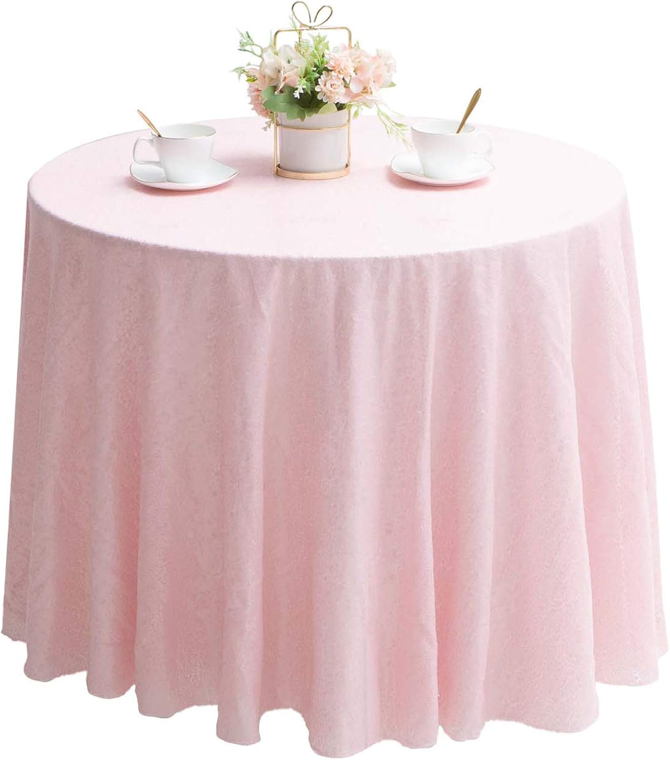 Pink Sequin Tablecloth 90" Glitter Metallic Table Cover Round Sparkle Tablecloth...