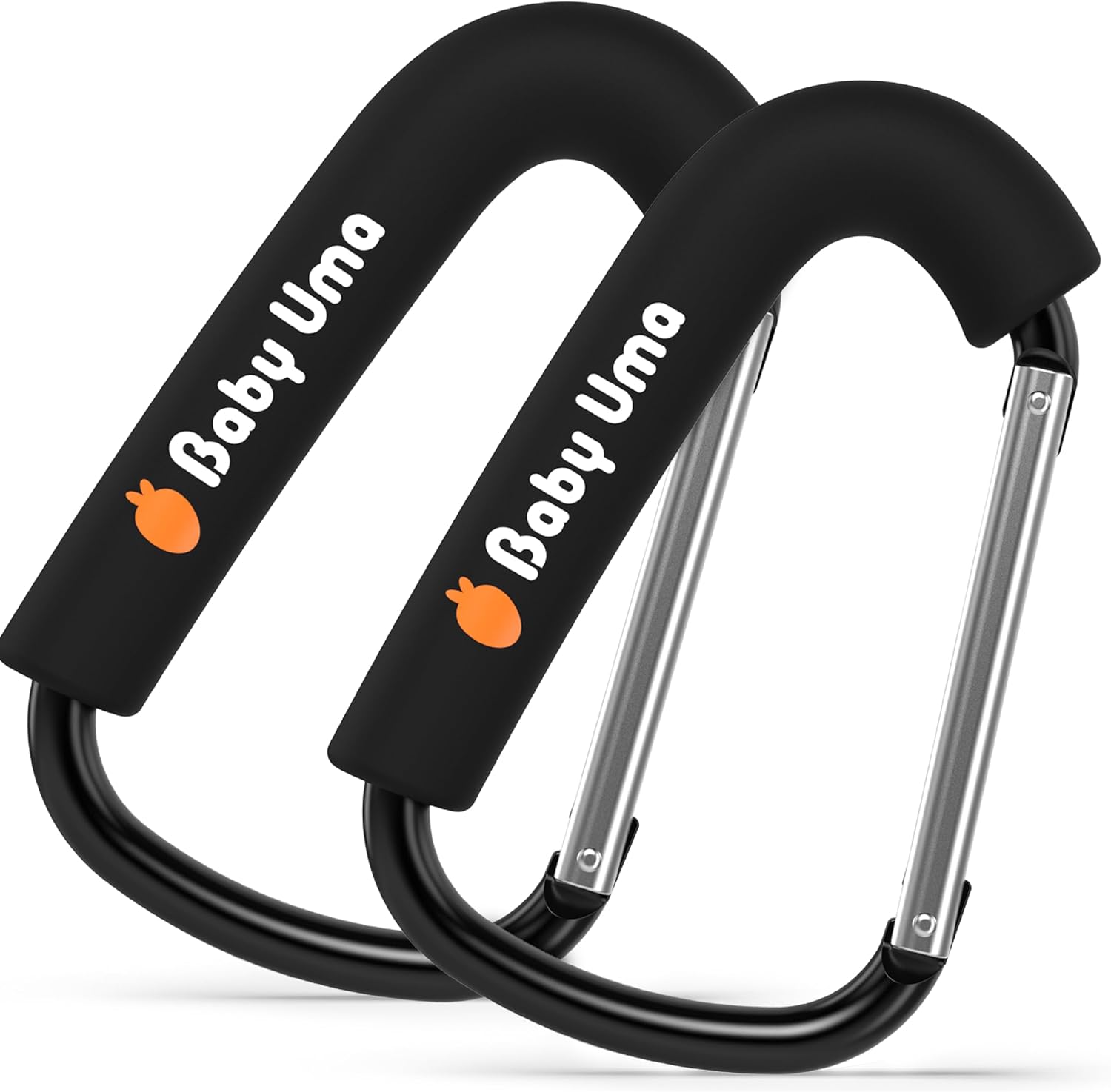 Baby Uma XL Pram Hooks (2 Pack) - Extra Large Carabiner Clip, Universal Stroller...