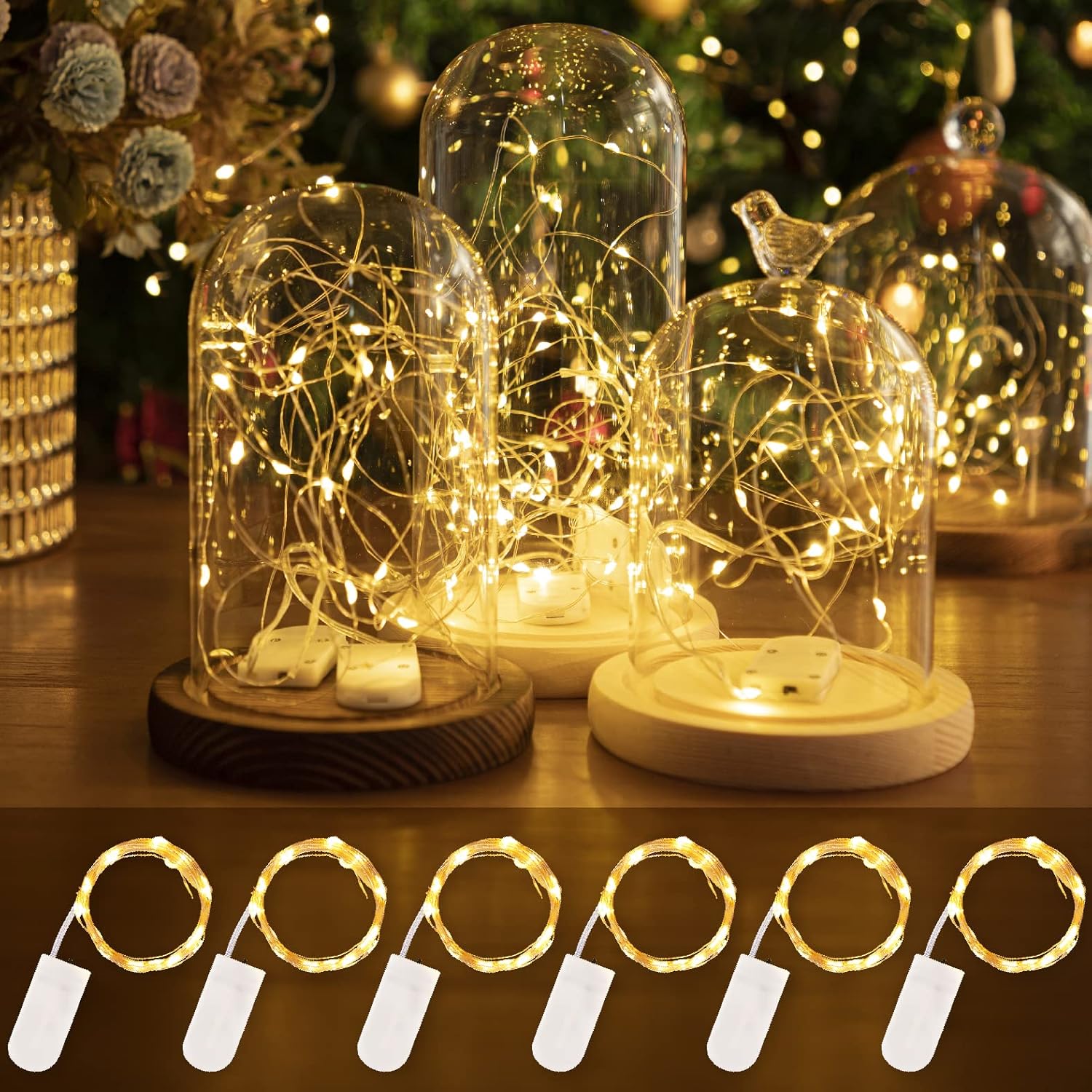 HXWEIYE 6 Pack Fairy Lights Battery Operated Warm White,7ft 20LED Fairy String L...
