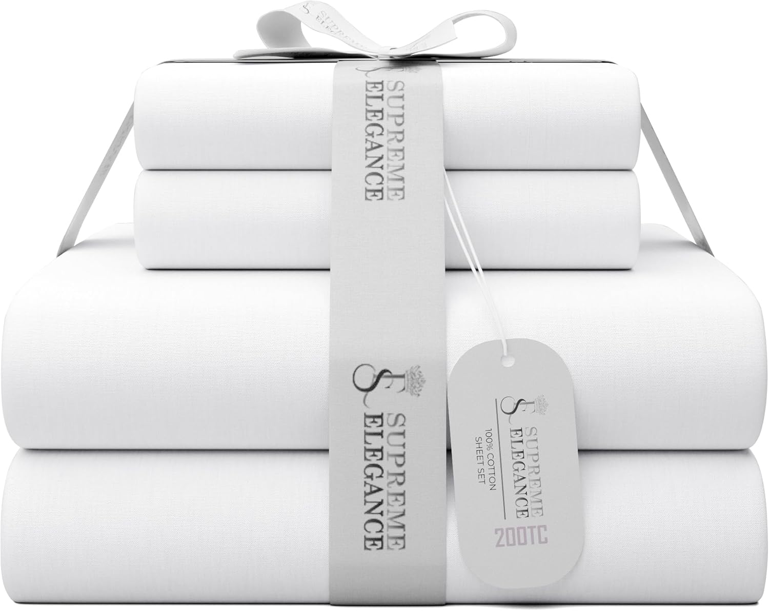 100% Cotton Queen Arctic White Sheet Set, Percale Weave Arctic White Sheets, Coo...