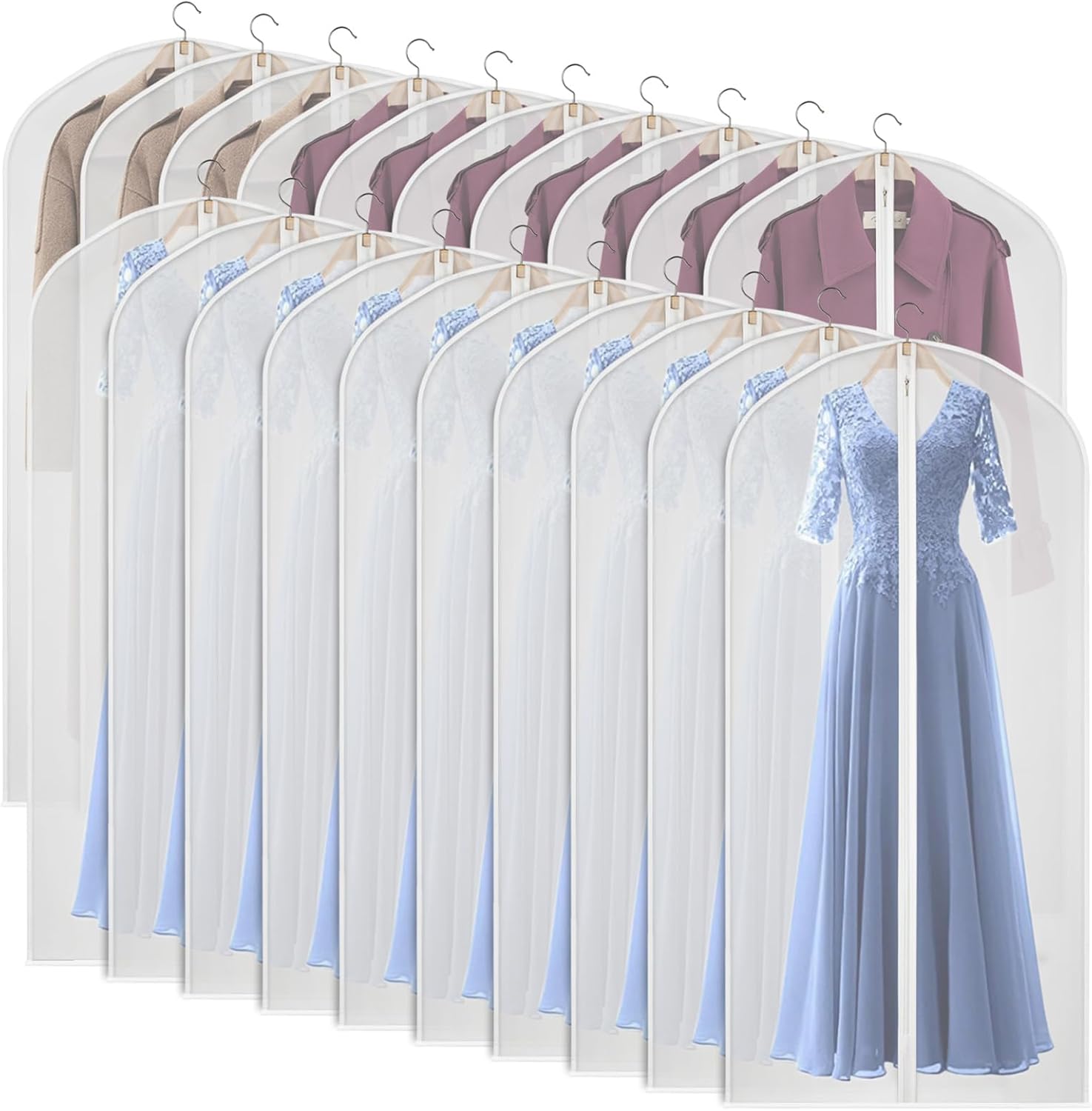 Univivi Hanging Garment Bags, 60 inch Suit Bags for Storage (Set of 20), Breatha...