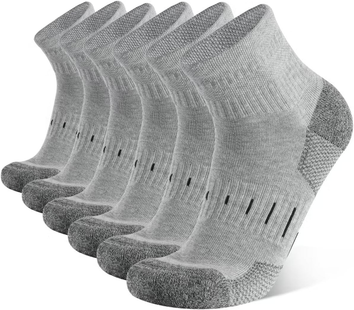 YOJOOM Mens Sports Quarter Ankle Socks Black Anti-Blister Cushioned Trainer Runn...