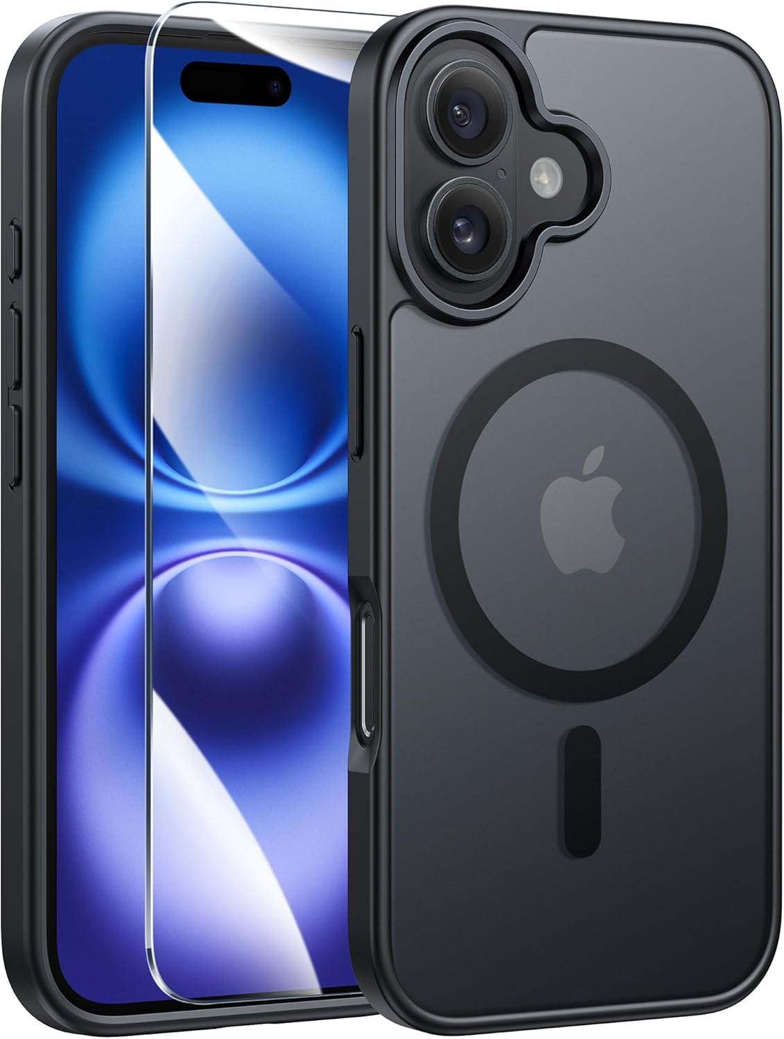FNTCASE for iPhone 16 Phone Case: Magnetic Translucent Matte Shockproof Slim Cel...
