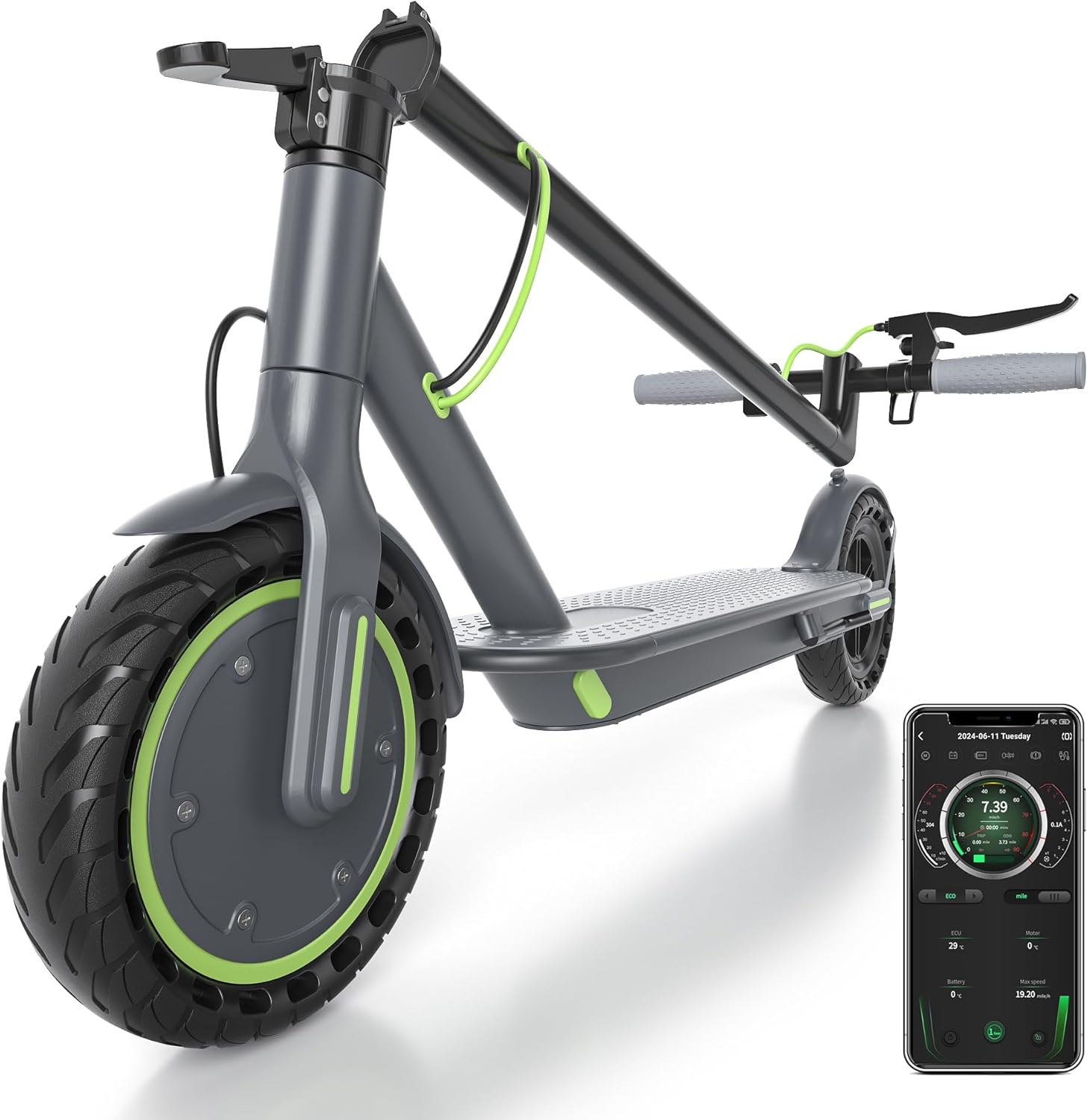 Roinside Electric Scooter - 350/500W Motor, Up to 19 MPH/21MPH, 8.5" Solid Tires...