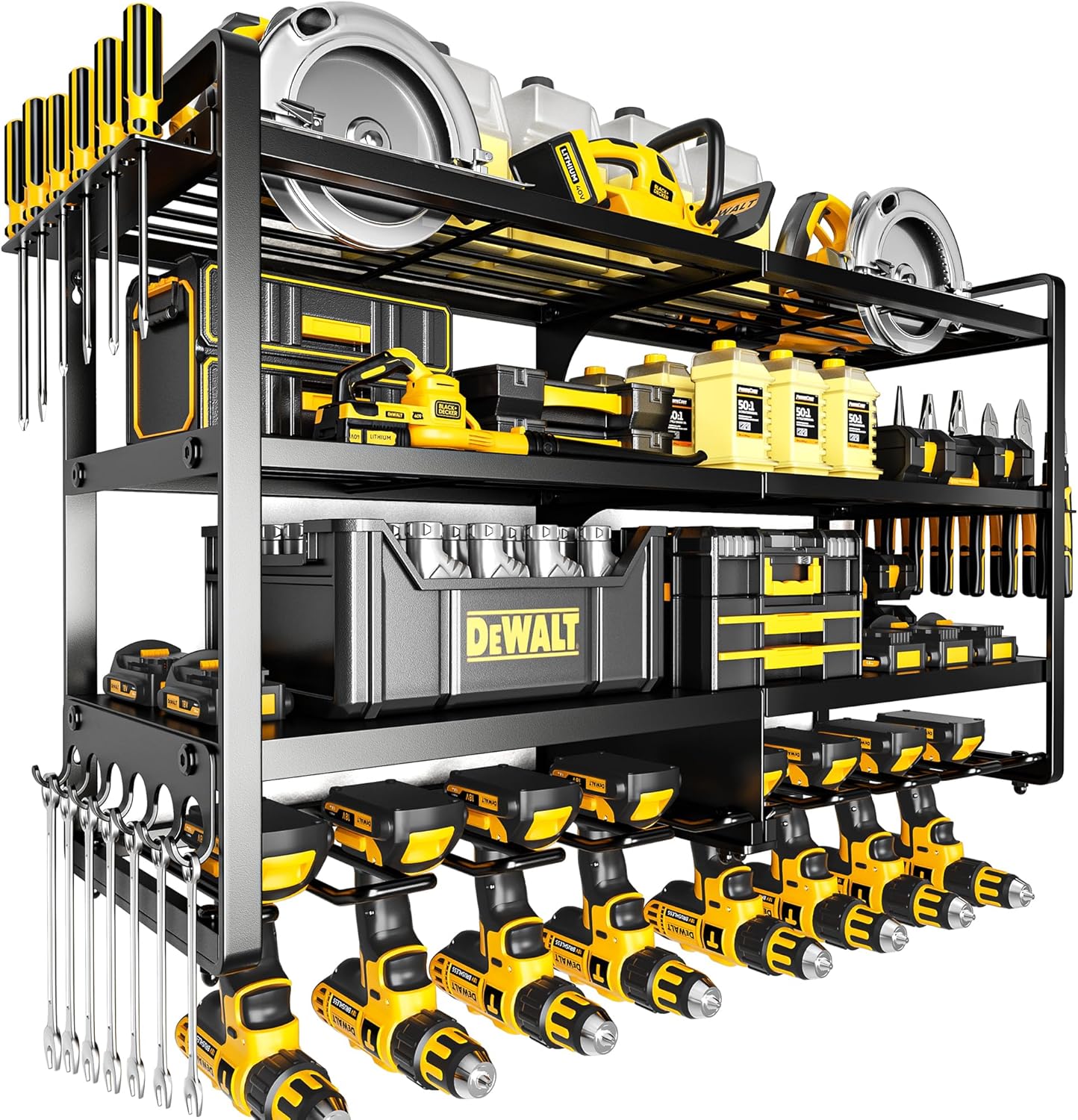 Large Power Tool Organizer Wall Mount,4 Layers Heavy Duty Metal Loads 400lbs,Pow...