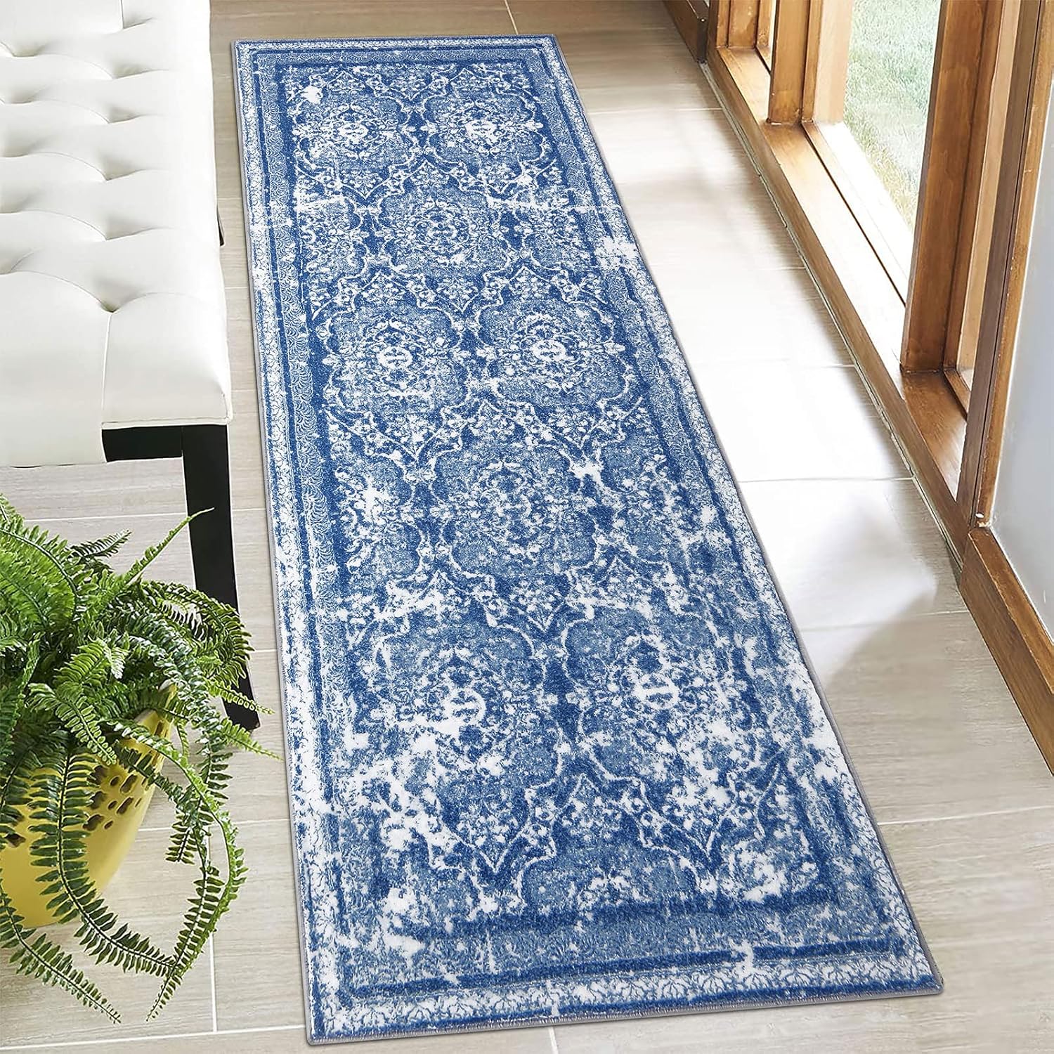Vaukki Hallway Runner Rug, Vintage Shaggy Soft Laundry Rug , Non Slip Mat, Washa...