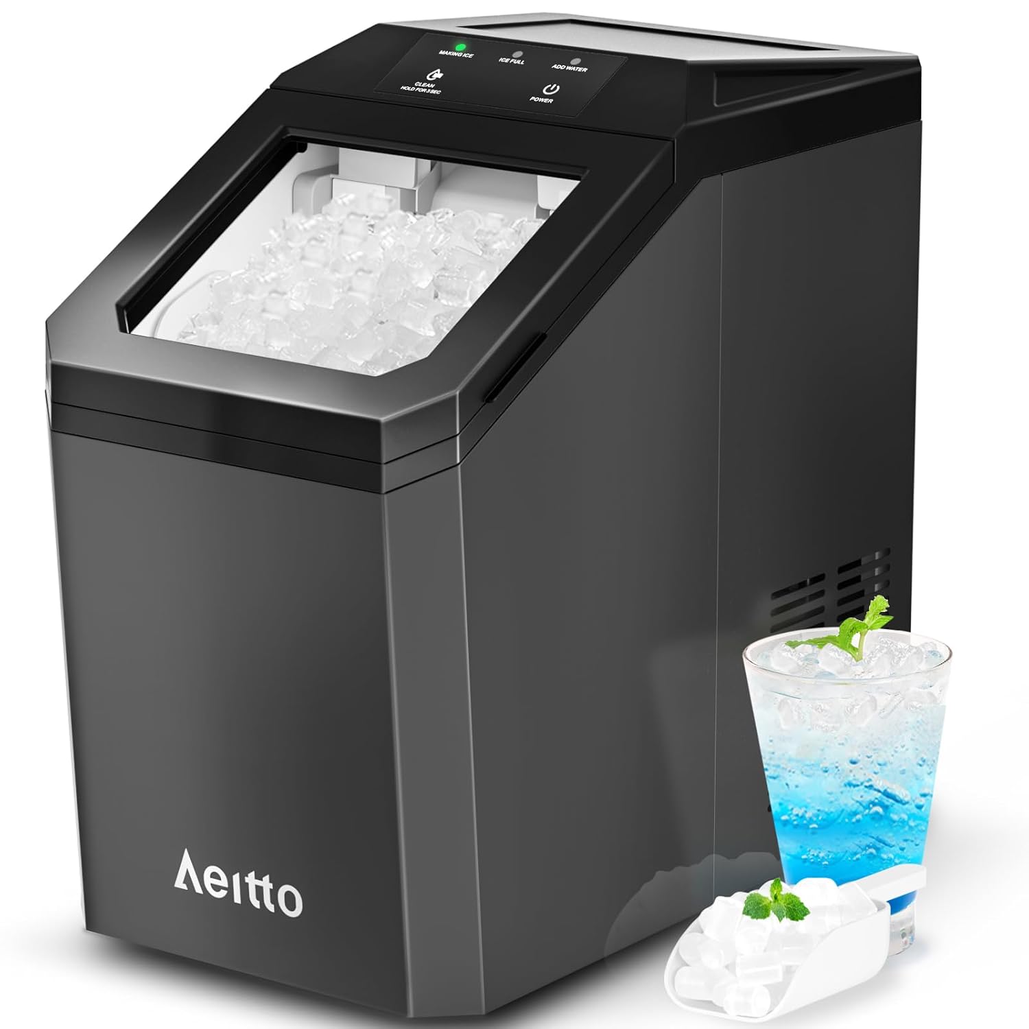 Aeitto Nugget Ice Maker, 55lbs/Day, Rapid Ice Release in 5 Mins, Large Capacity...