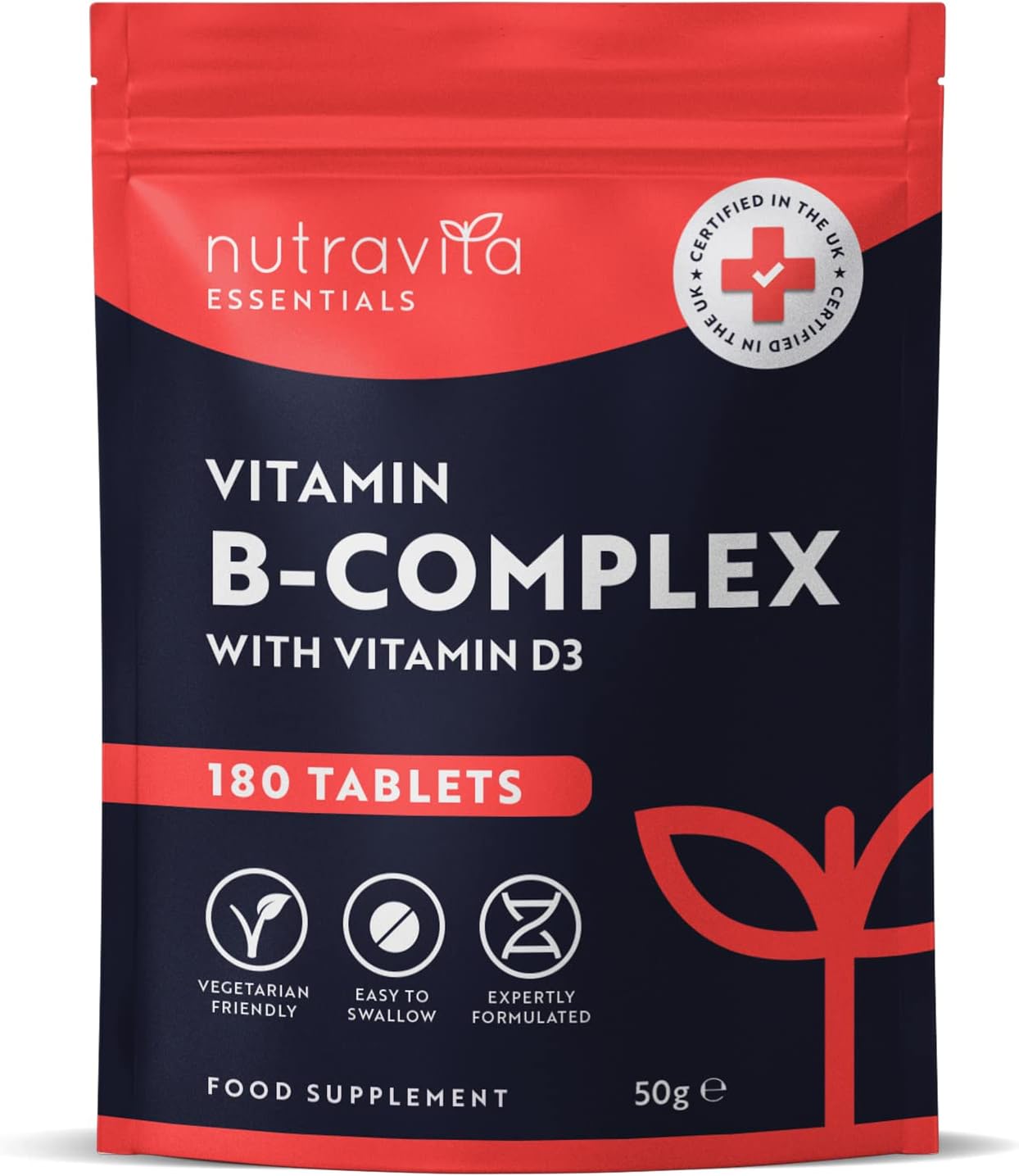 Vitamin B Complex - 180 High Strength Tablets (6 Months Supply) - All 8 B Vitami...