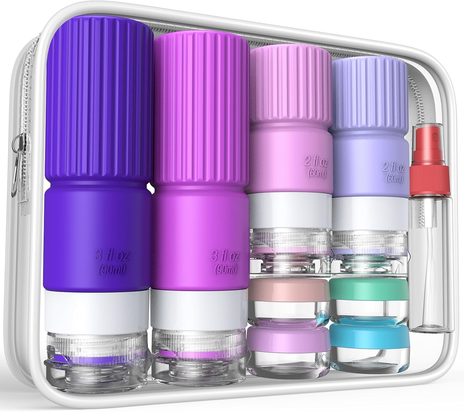 18 Pack Travel Bottles for Toiletries,TSA Approved Silicone Travel Bottle Set Co...