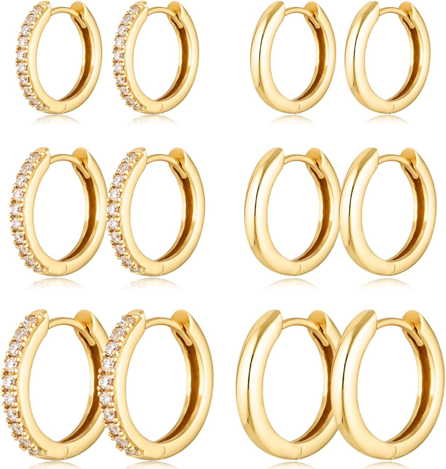 Gold Hoop Earrings Set Huggie Hoop Earrings Hypoallergenic Tiny Lightweight Cart...