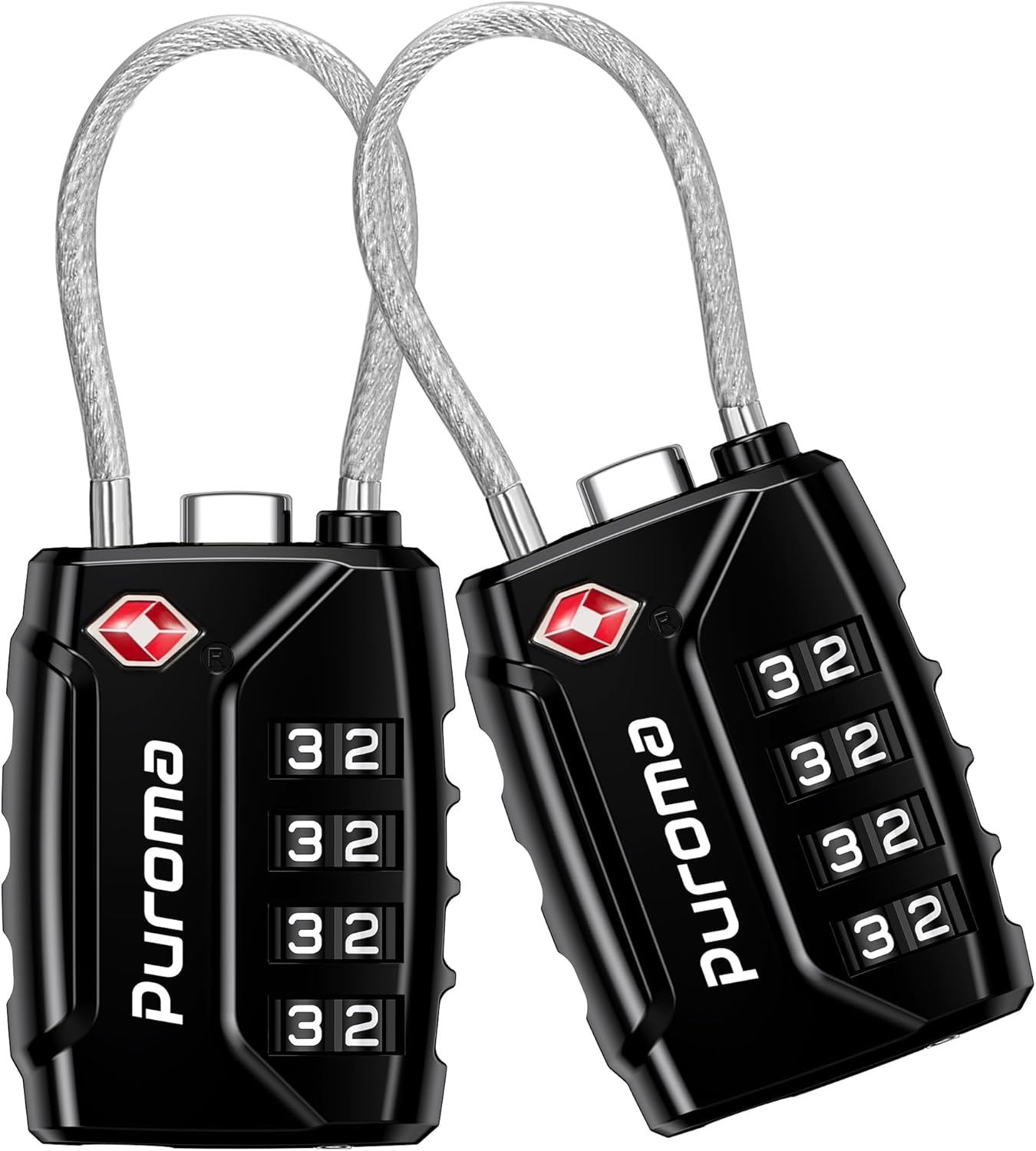 Puroma 2 Pack TSA Approved Luggage Locks, 4 Digit Combination Travel Locks Reset...