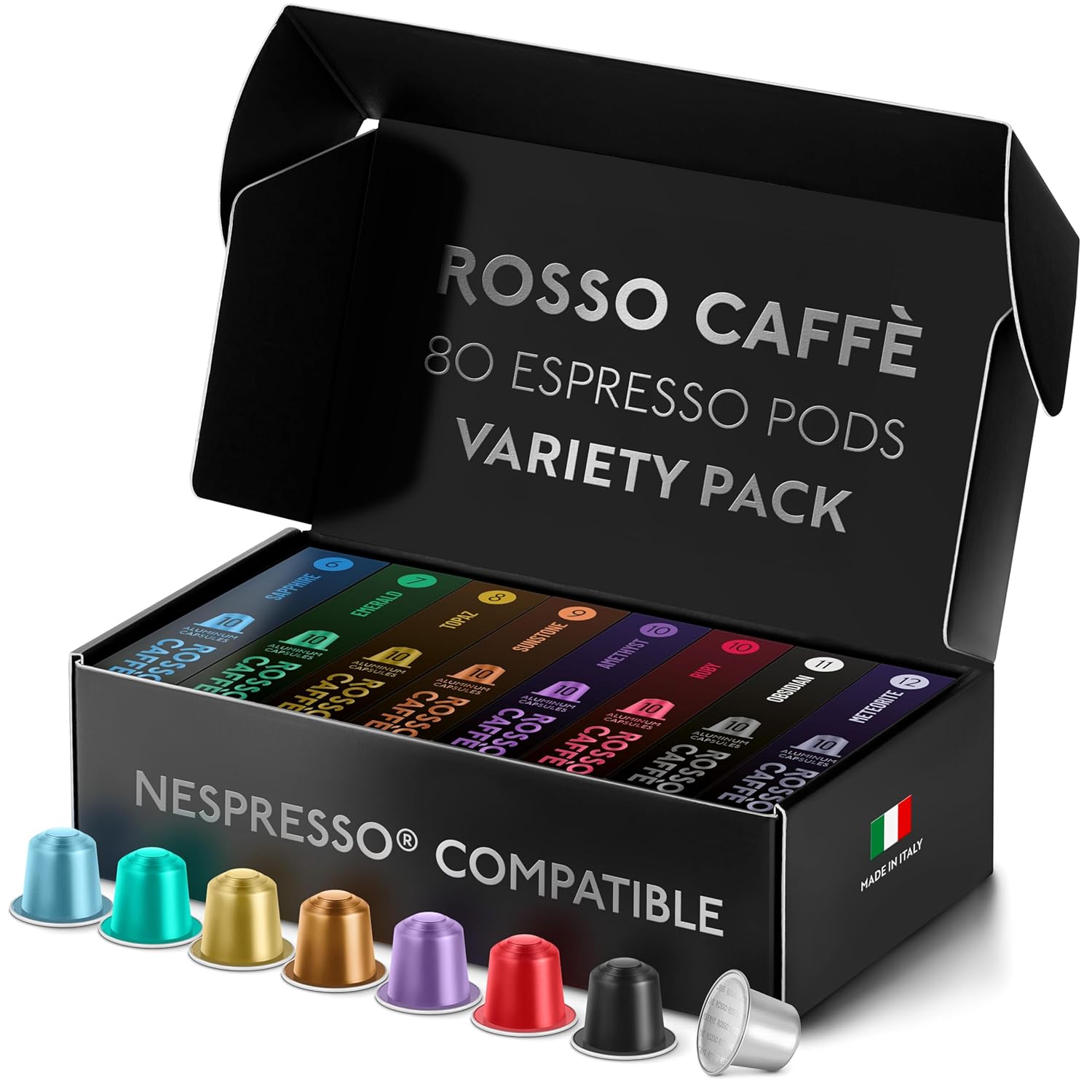 ROSSO CAFFÈ Espresso Coffee Pods, Compatible with Nespresso Original Machines, R...