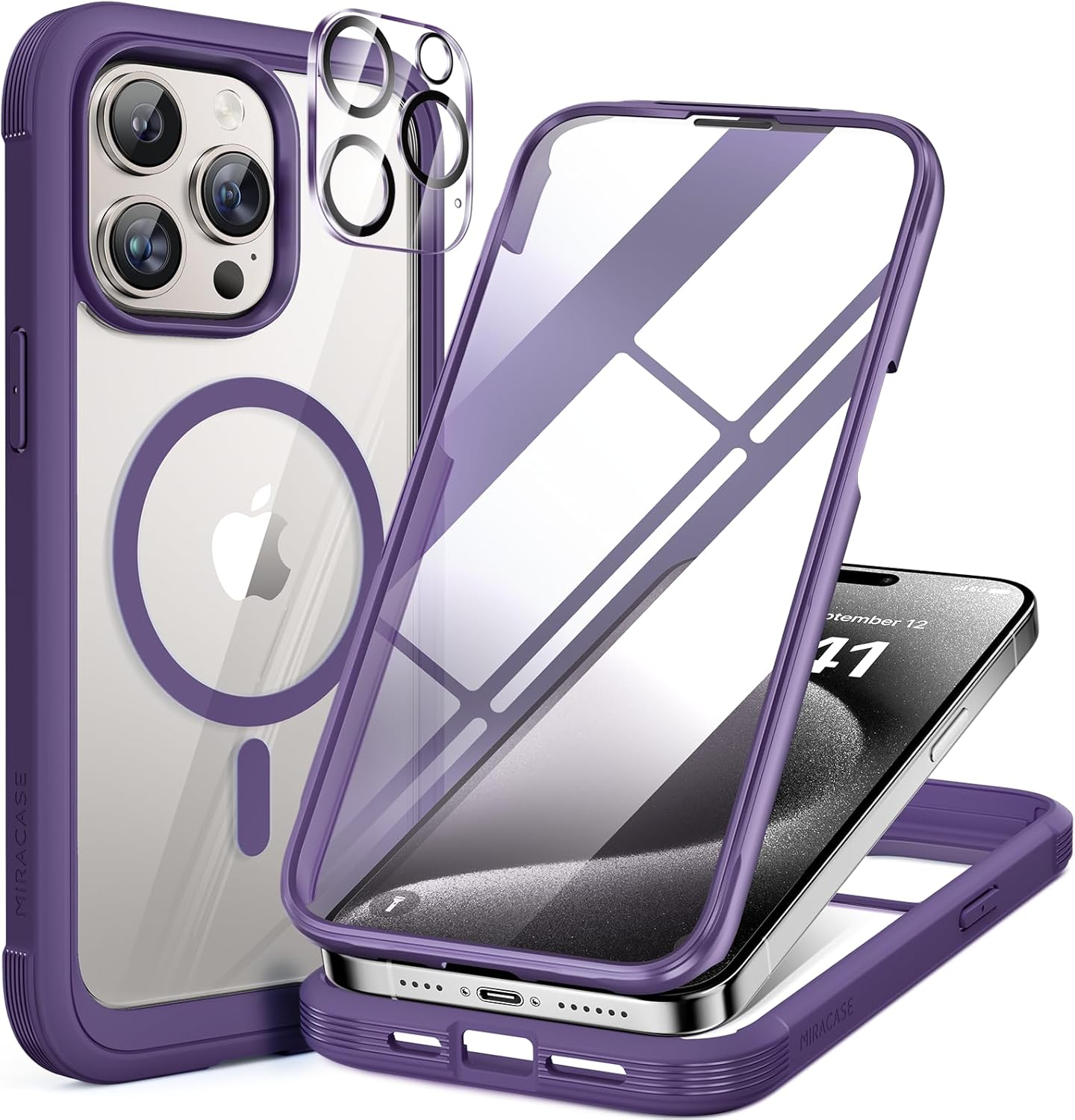 Miracase Magnetic for iPhone 15 Pro Case [Compatible with MagSafe] Full-Body Bum...