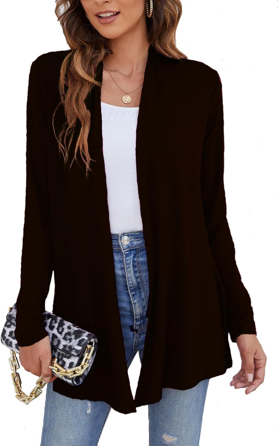Ladlop Women's Lightweight Open Front Cardigans Long Sleeve Casual Soft Drape Fa...