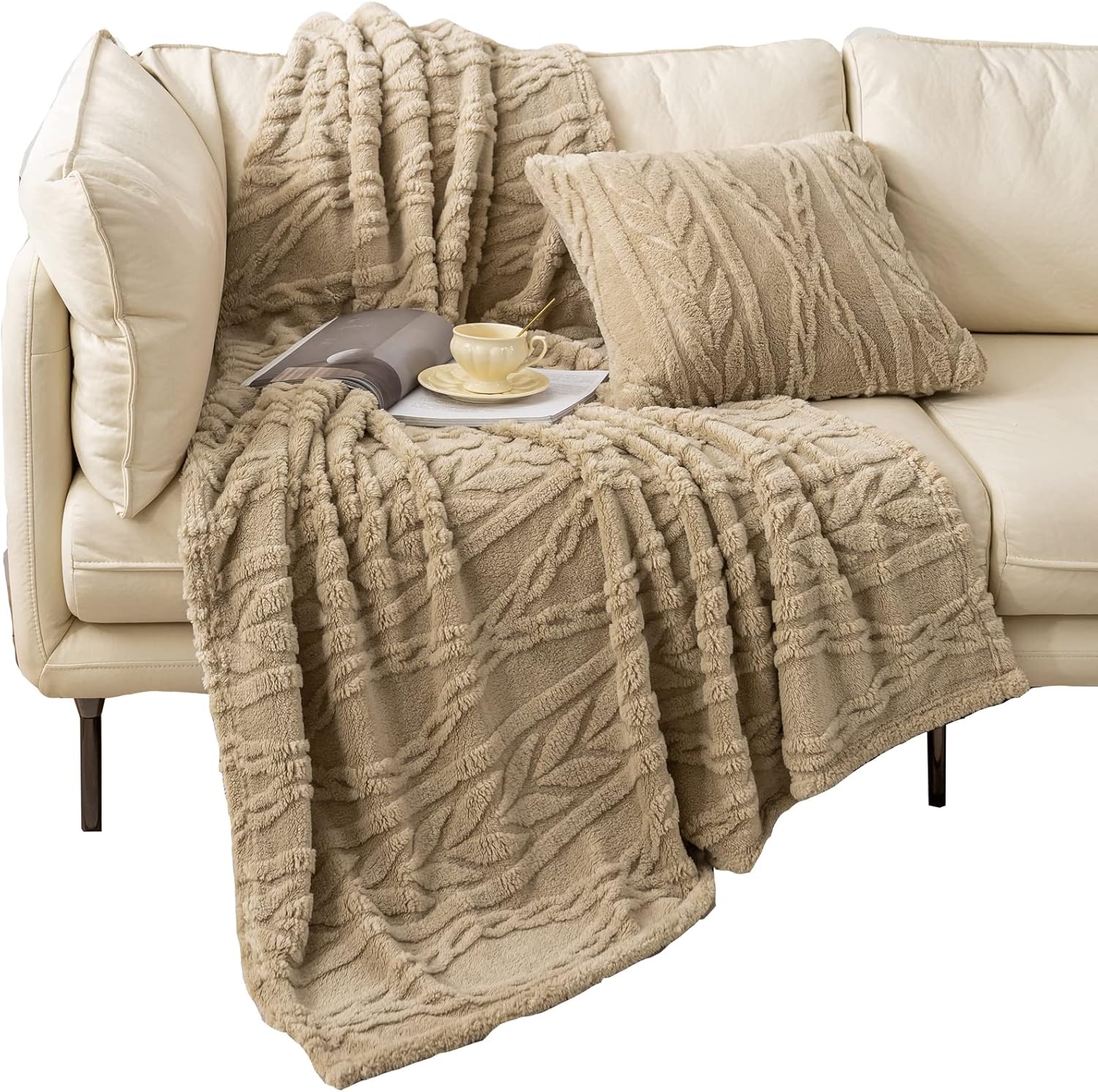 YUSOKI Sherpa Throw Blanket-3D Stylish Design Super Soft Fuzzy Cozy Warm Blanket...