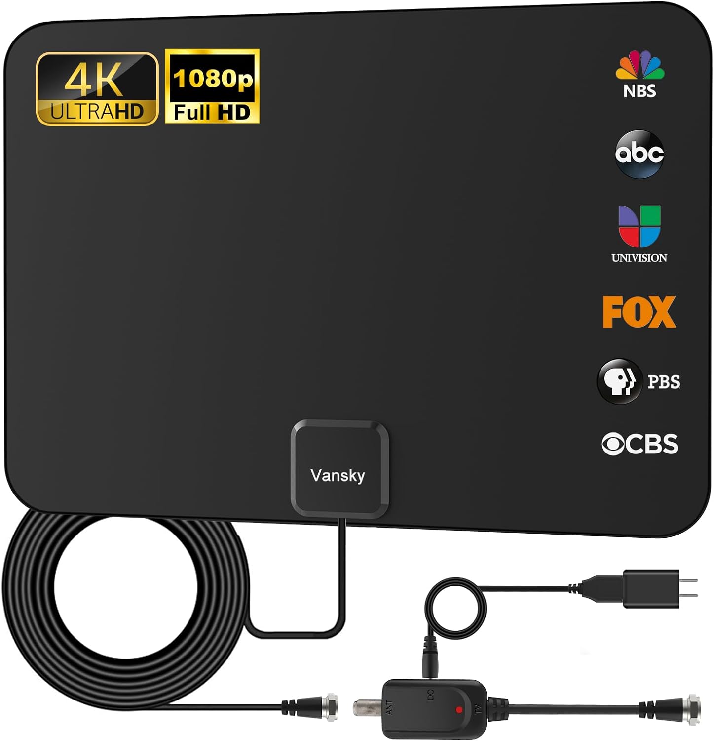 TV Antenna Indoor, Digital Amplified Indoor HDTV Antenna, 1080p VHF UHF Televisi...