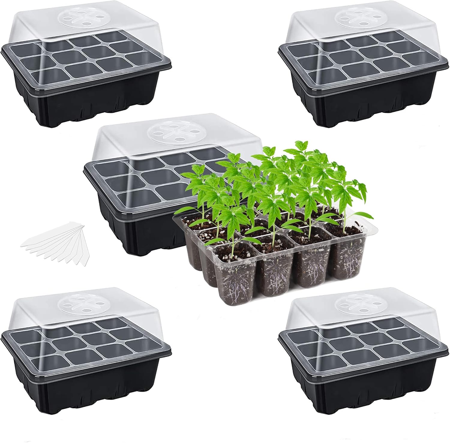 Bonviee 5-Pack Seed Starter Tray Seedling Kits,Plant Starter Kit with Adjustable...