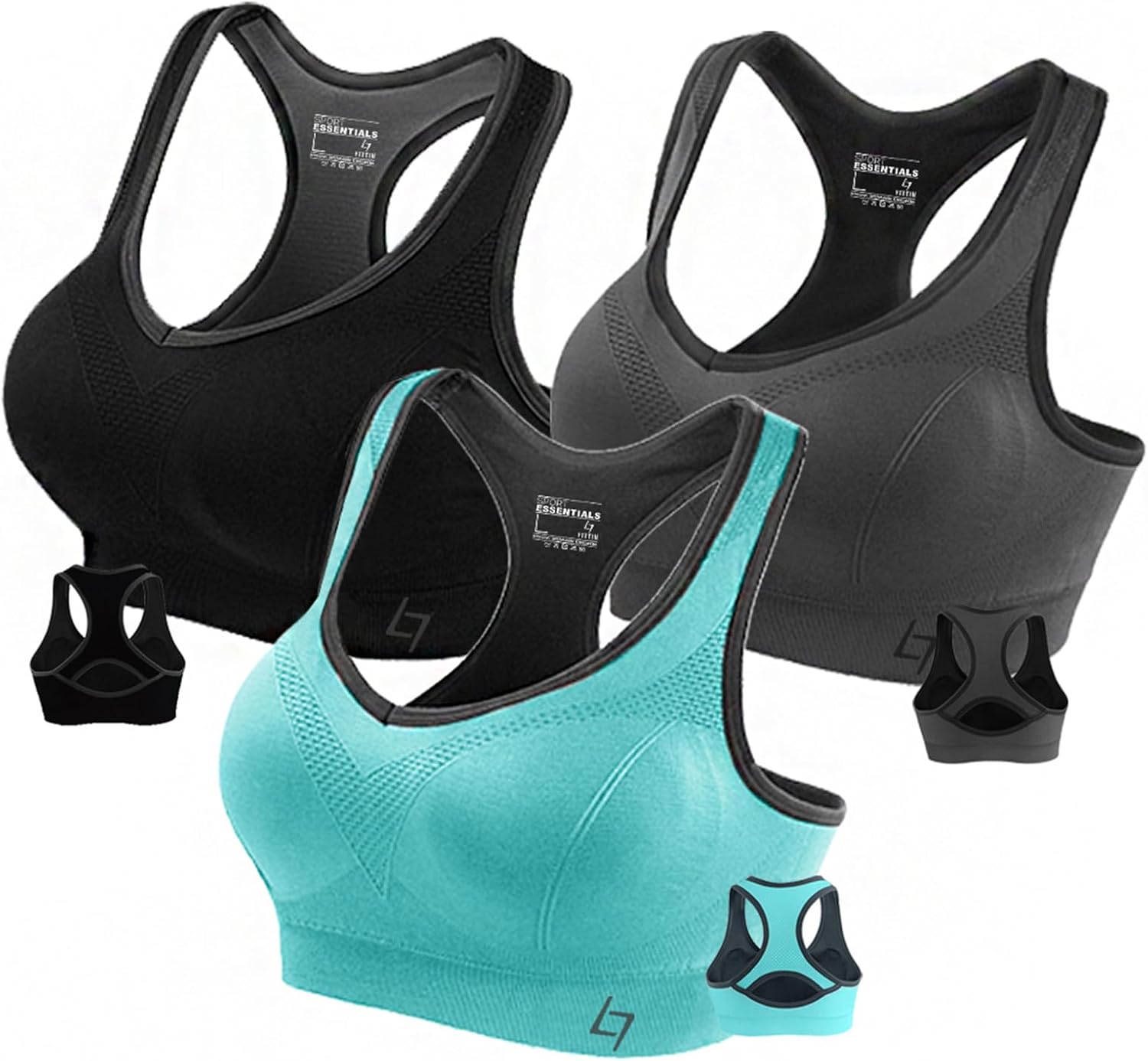 FITTIN Racerback Sports Bra for Women- Padded Seamless Activewear Bras for Yoga...