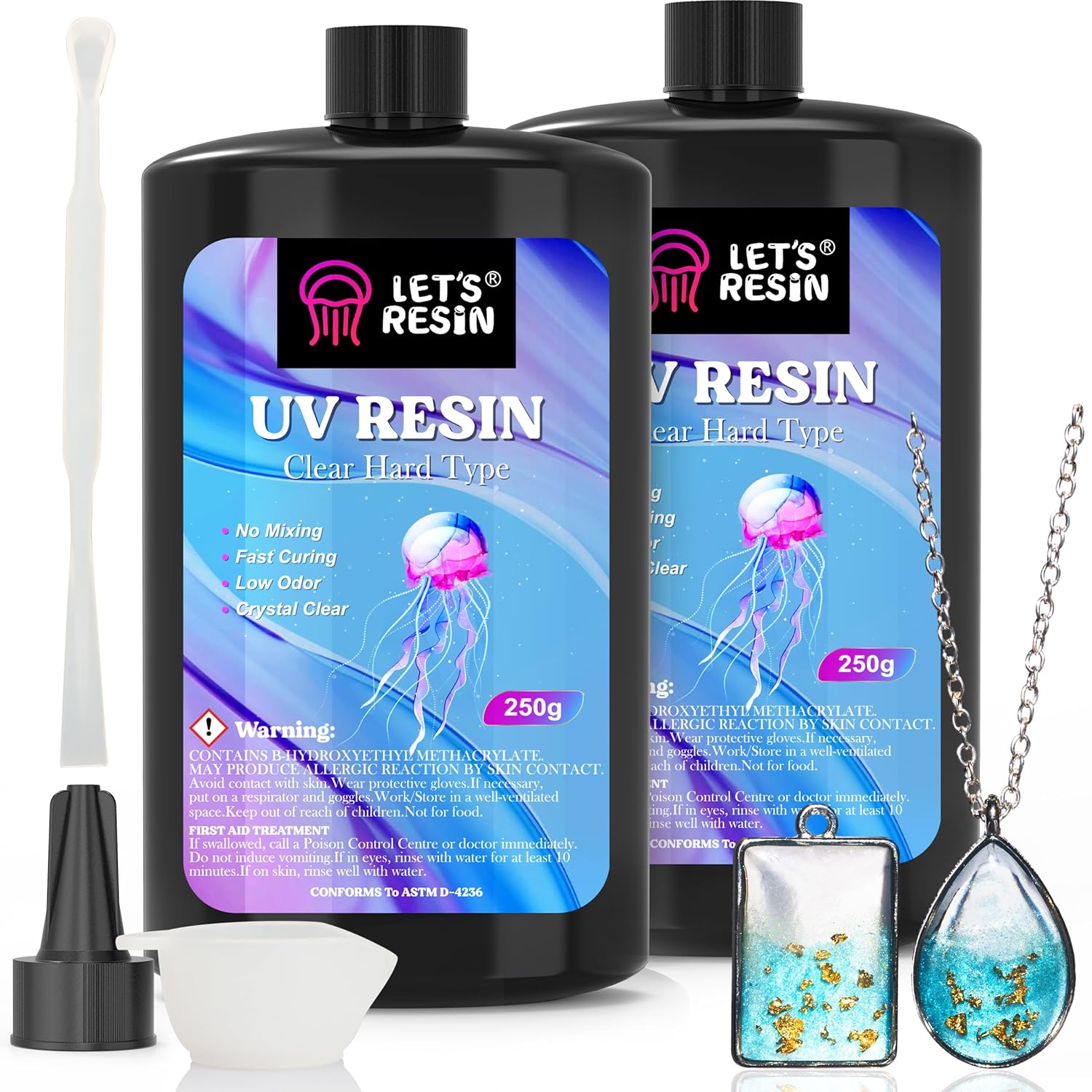 LET'S RESIN UV Resin, Upgraded 500g Clear UV Resin kit Hard Type for Coating & C...
