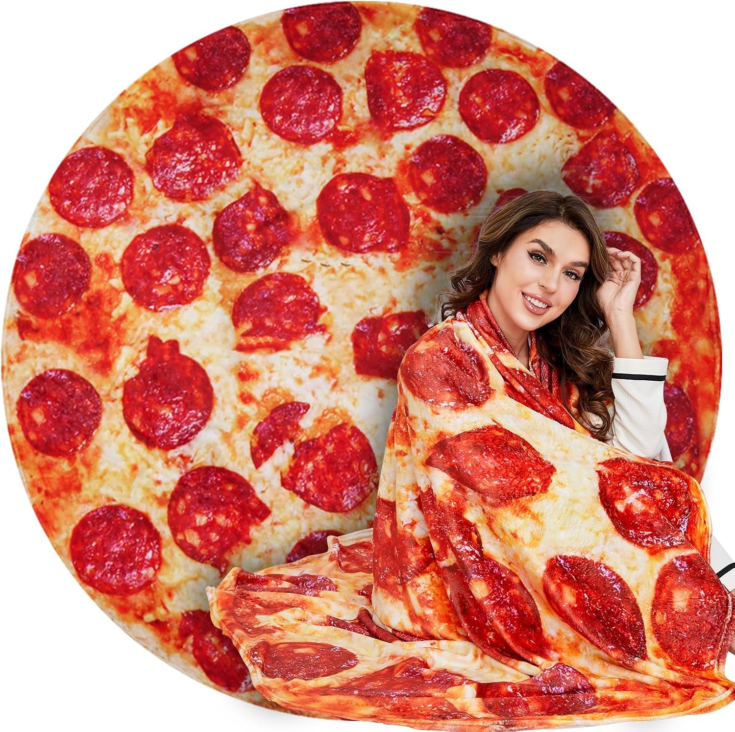 Lhedon Pizza Blanket Adult Size, Blankets Queen Size, 80 Inches Round Pepperoni...