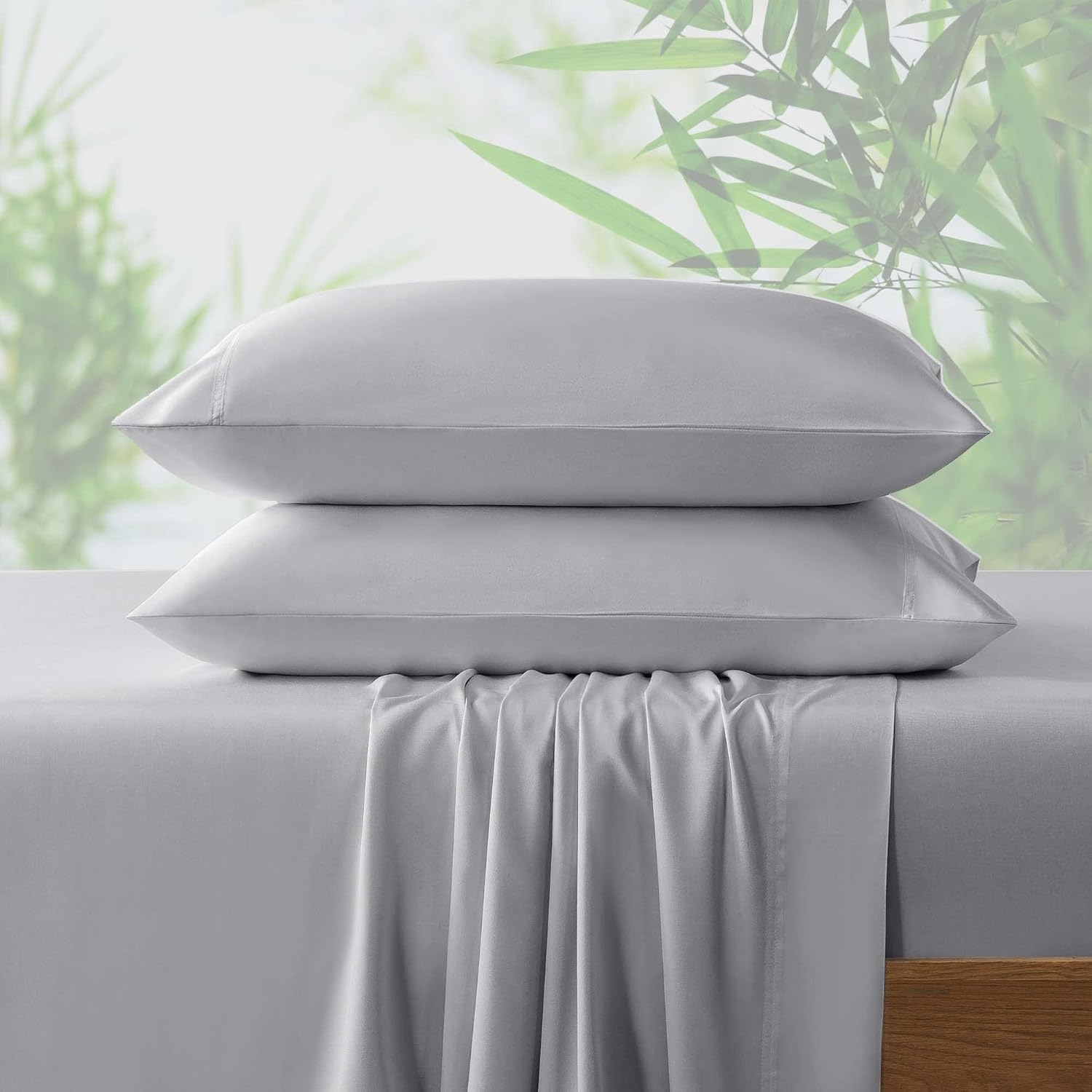 NATUREFIELD 4Pcs Sheets Set King Size Rayon Derived from Bamboo Bed Sheets Soft...