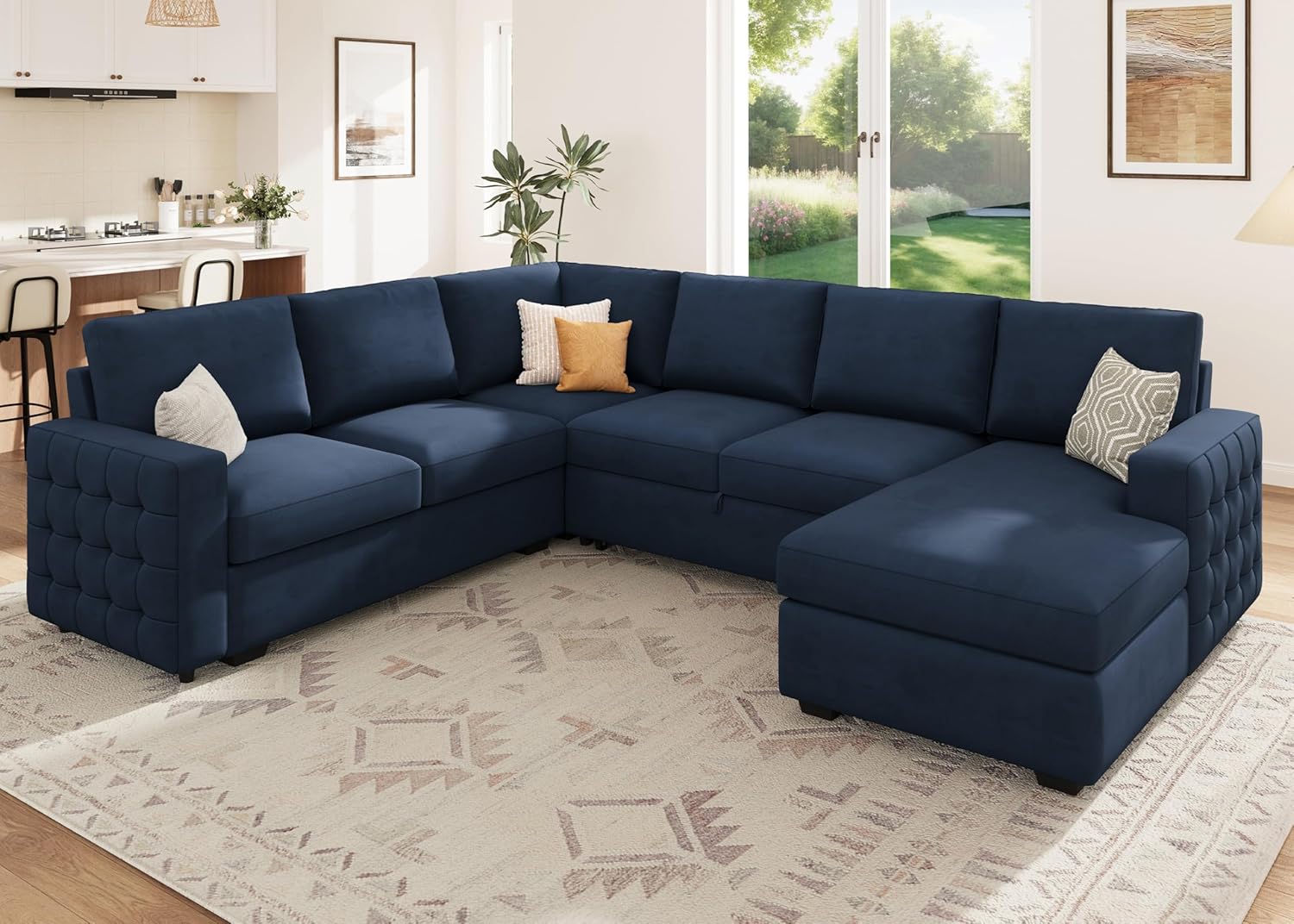 HONBAY Sleeper Sectional Couch with Pull-Out Bed Sectional Sleeper Sofa Pull Out...