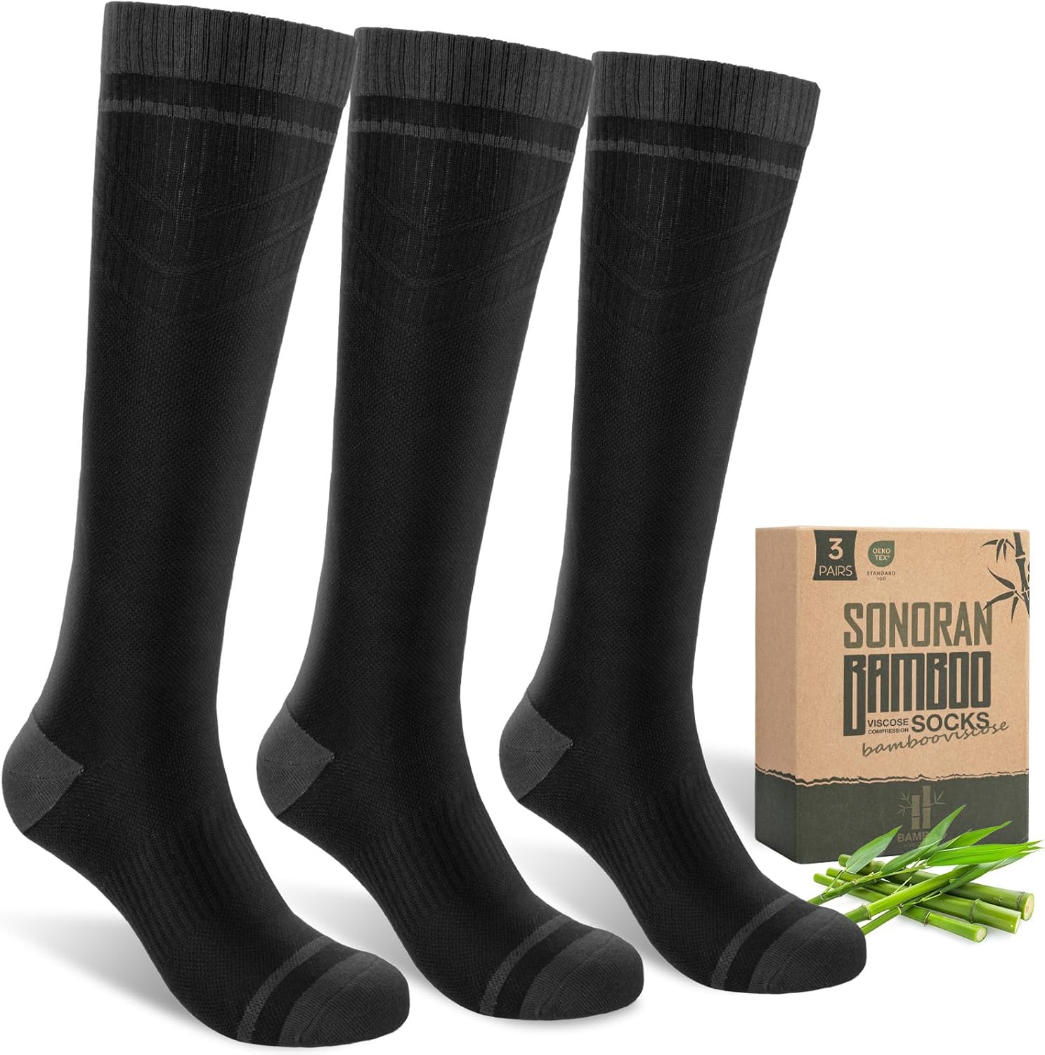 SONORAN Compression Socks for Women Men (1/2/3 Pairs) Flight Compression Bamboo...