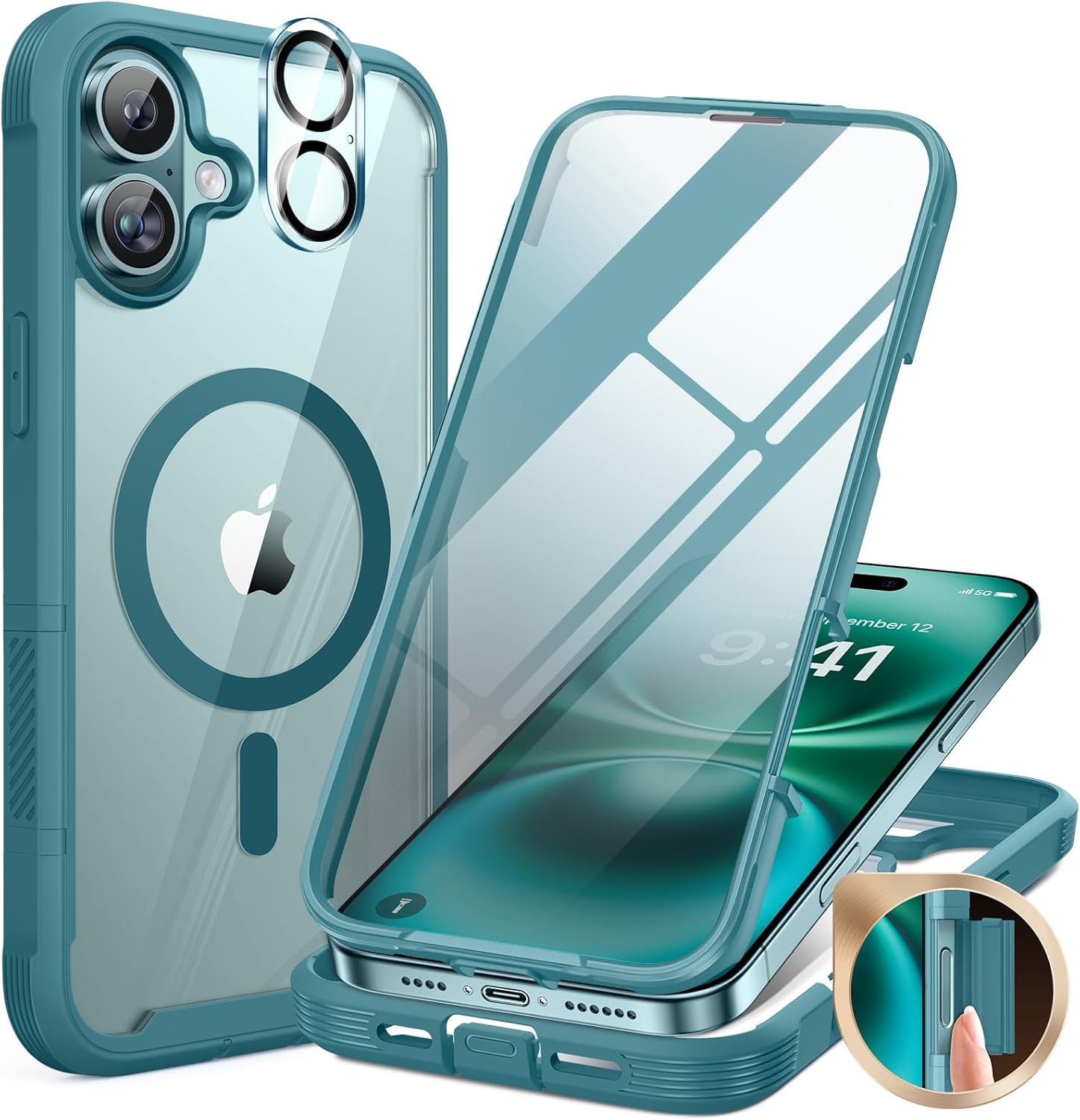 Miracase for iPhone 16 Case 6.1'', [Bubble Free] Full-Body Bumper Phone case wit...