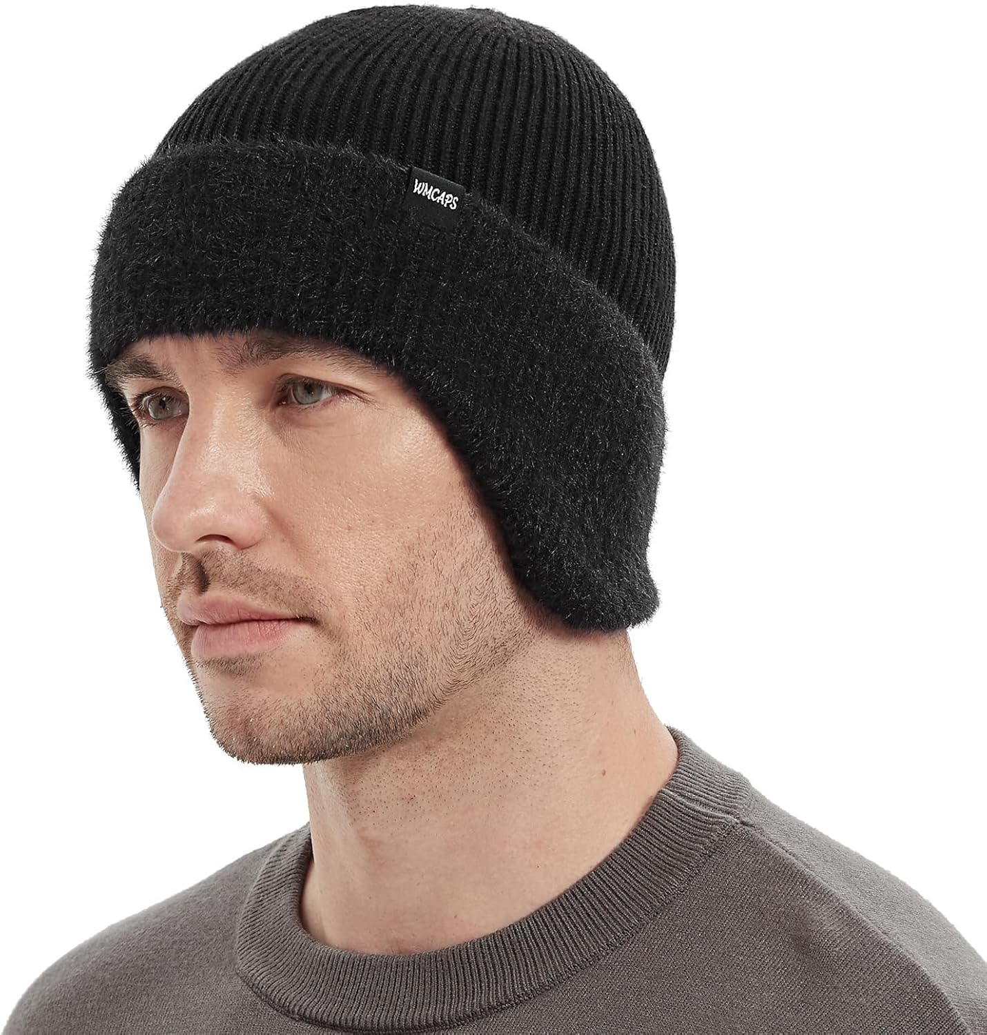 Wmcaps Winter Fleece Line Beanie with Earflap for Men Women, Outdoor Warm Therma...