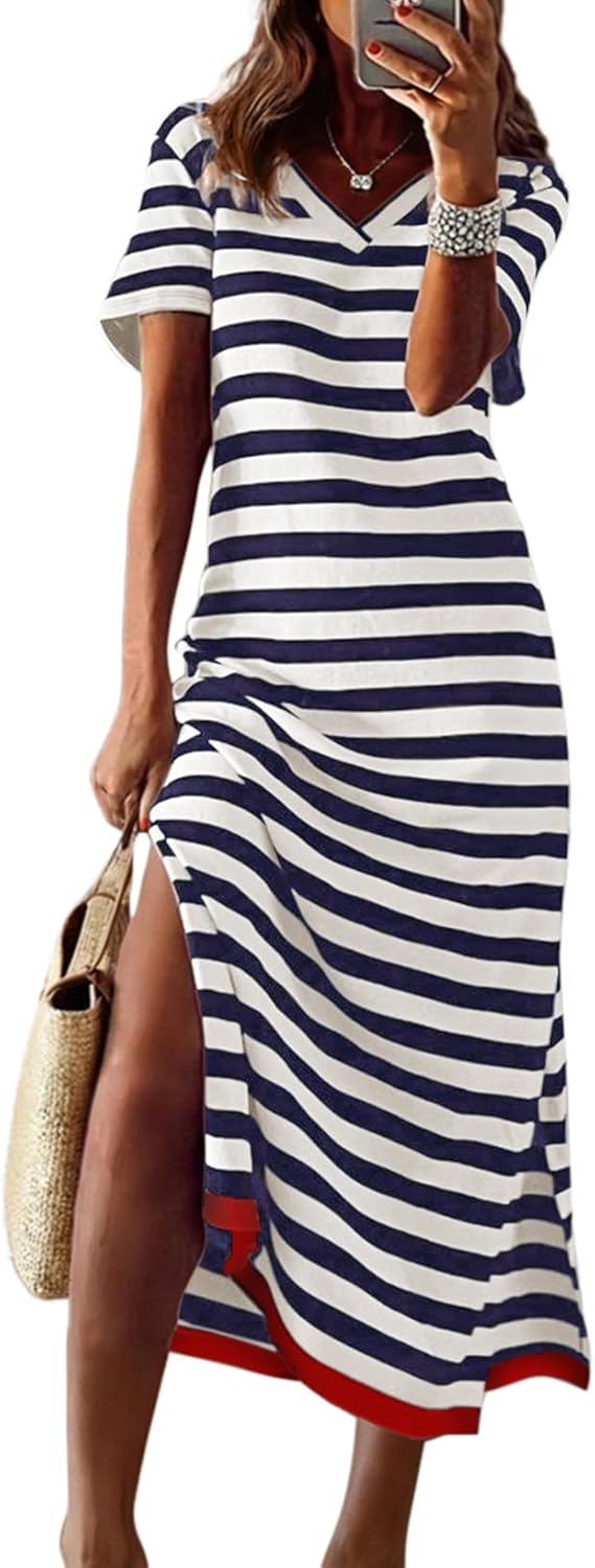 Dokotoo Summer Dress Casual Womens Fashion Short Sleeve Maxi Dress T Shirt Dress...