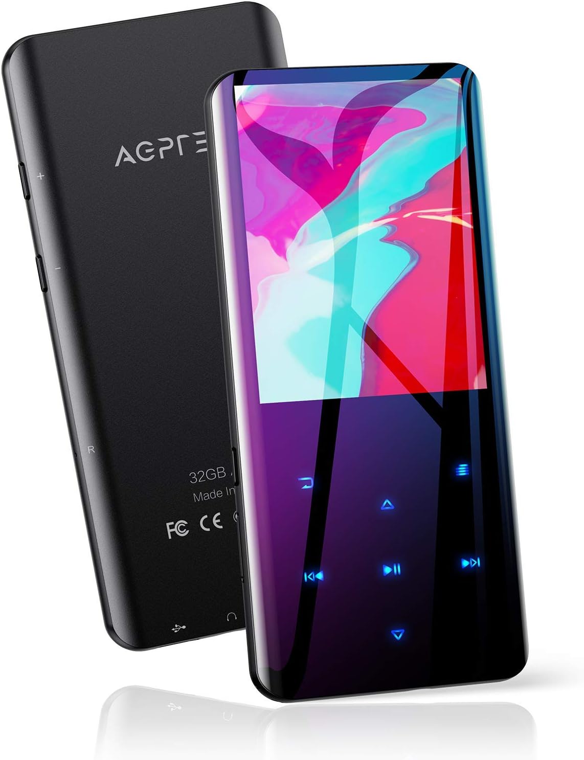 AGPTEK 32GB MP3 Player with Bluetooth 5.3, A19X 2.4" Curved Screen Portable Musi...