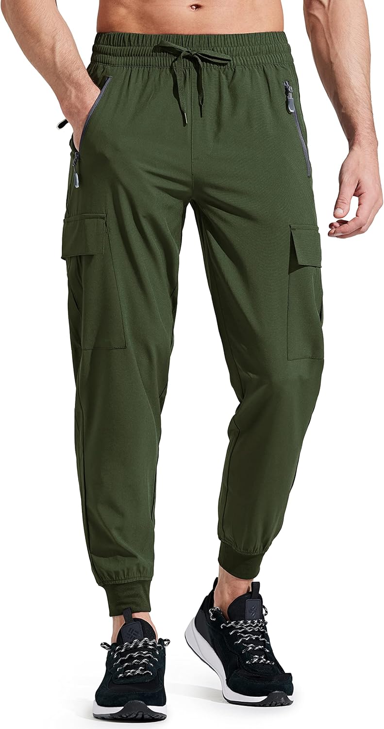 Libin Men's Lightweight Joggers Quick Dry Cargo Hiking Trousers Track Running Wo...