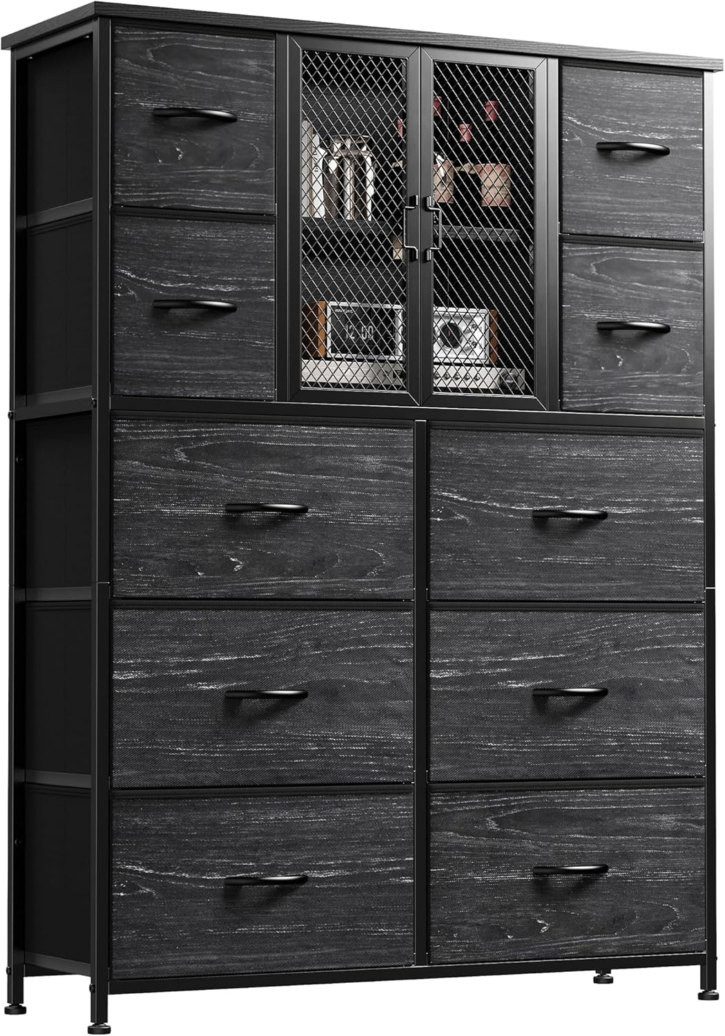 EnHomee Dresser for Bedroom with Mesh Door Tall Dressers & Chests of Drawers wit...