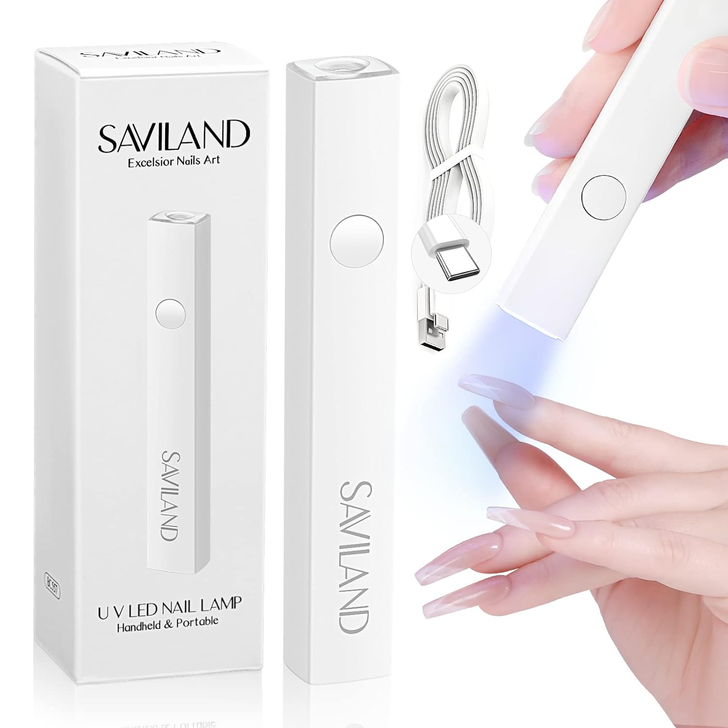 SAVILAND U V Light for Nails: Handheld Gel X Lamp for Gel Nails Flash Cure Lamp...