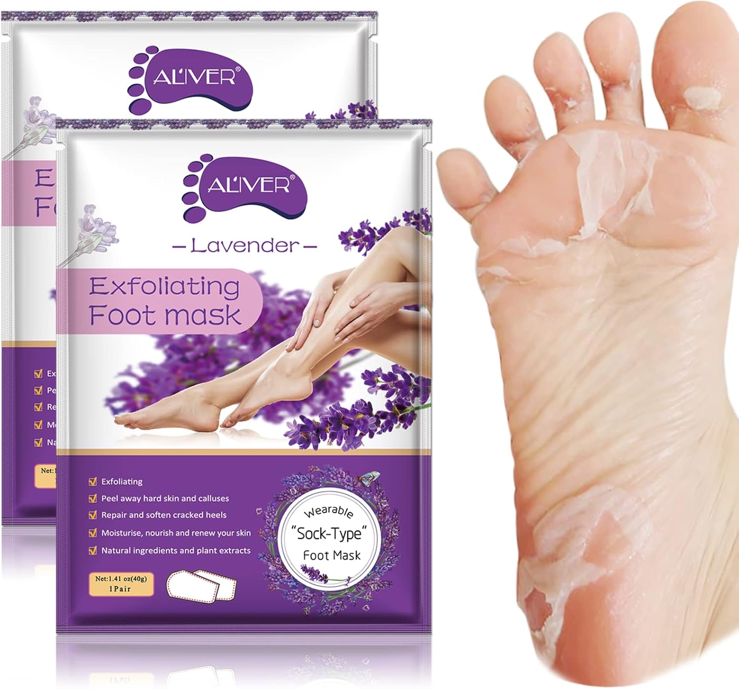 IDUCEN Foot Mask 2 Pack, Foot Peel Mask Callus Remover, Exfoliating Peeling Call...